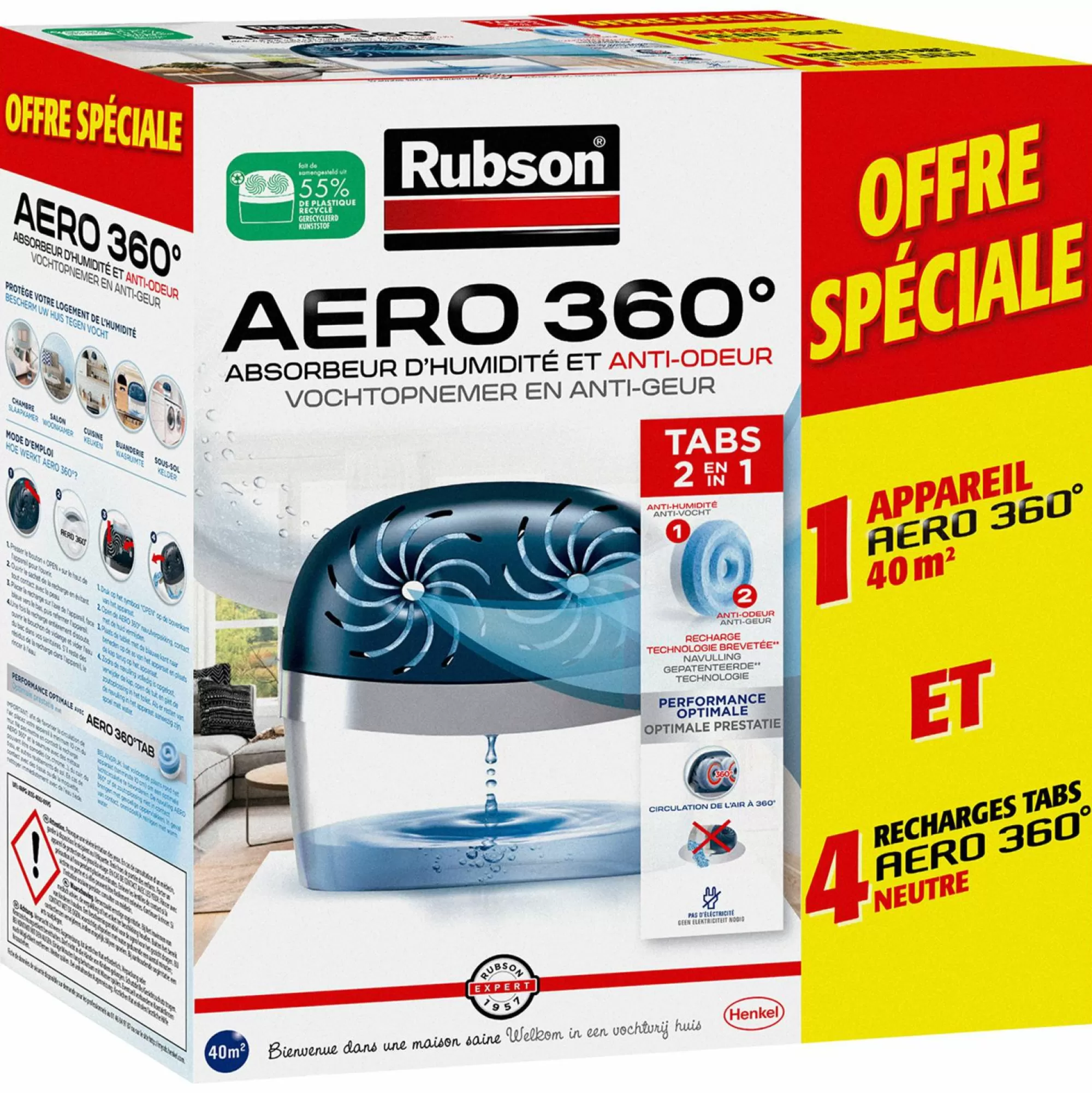 RUBSON Outils De Bricolage<Absorbeur d'humidité + 4 recharges