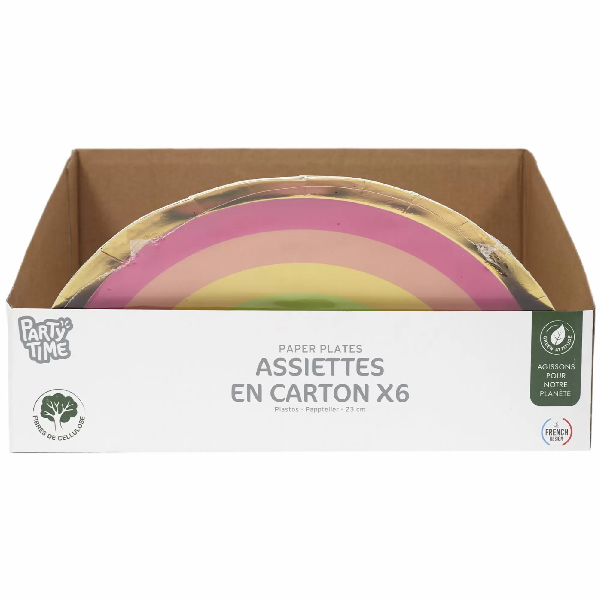 Stokomani Vaisselle Jetable | Pique-Nique Et Camping<6 assiettes en carton arc en ciel