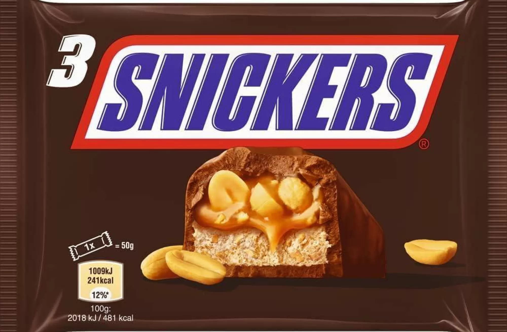 SNICKERS Épicerie Sucrée<3 barres chocolatées cacahuètes