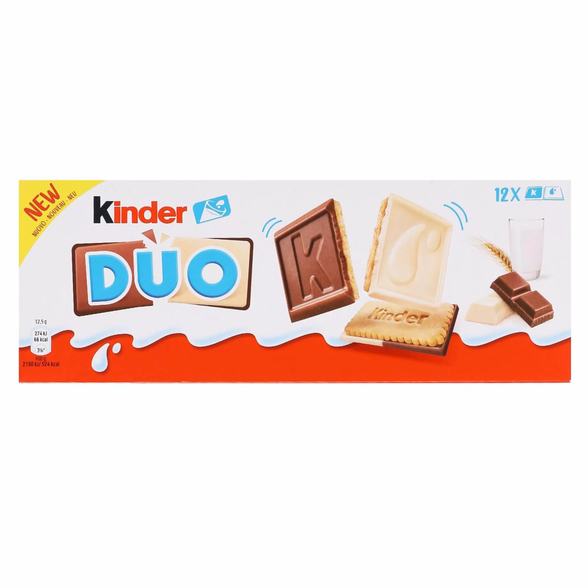 KINDER Épicerie Sucrée<12 biscuits nappés duo au chocolat au lait