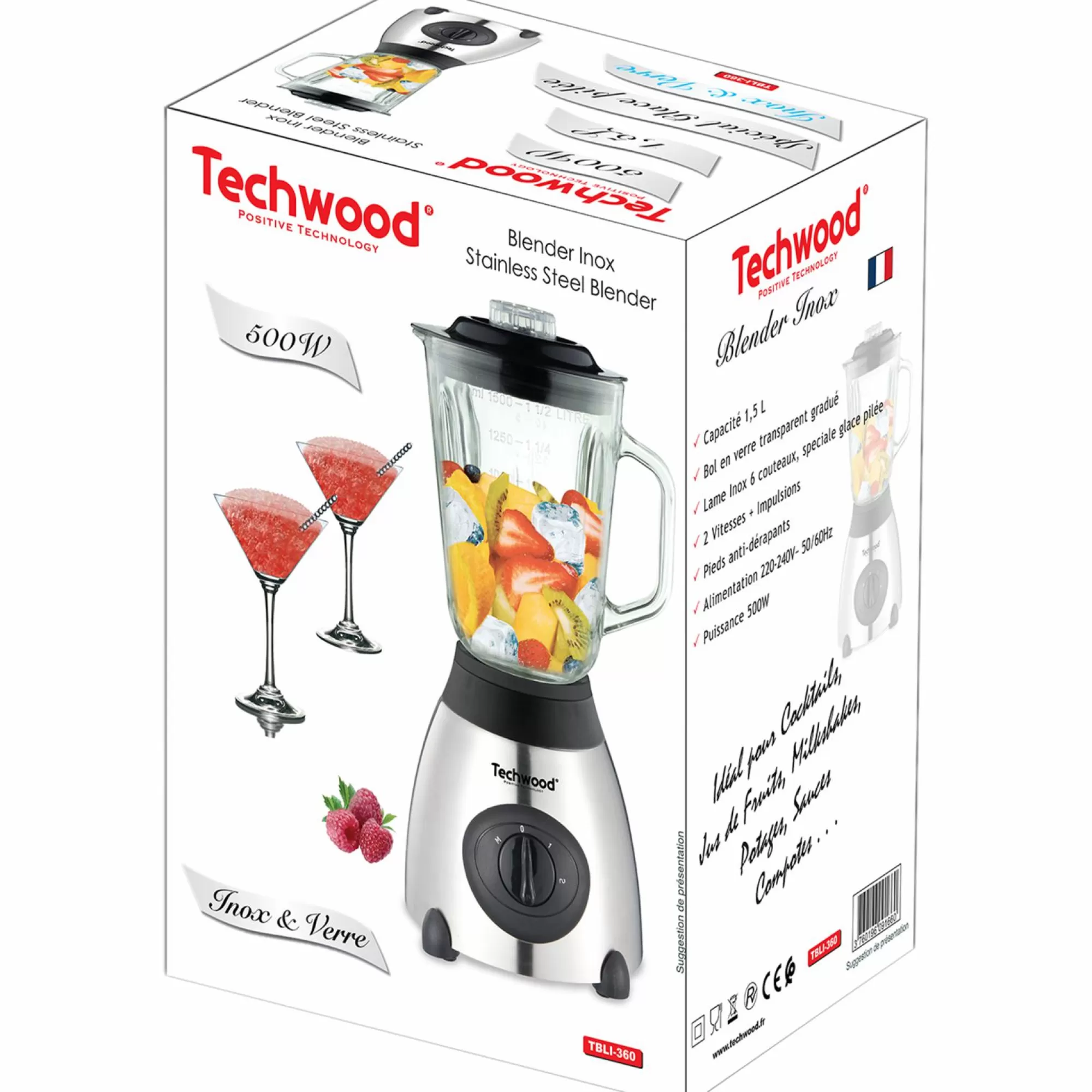 TECHWOOD Cuisson Et Ustensiles | Petit Électroménager<Blender bol en verre 1.5L