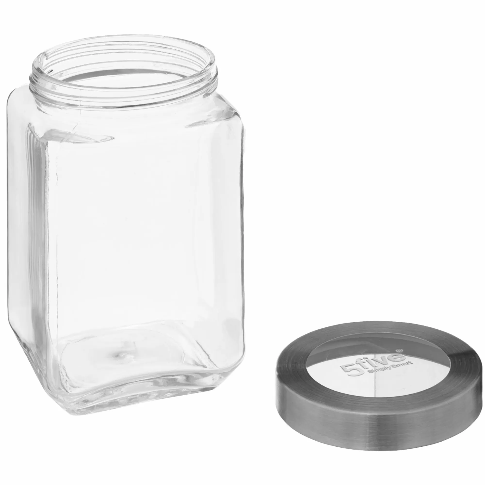 FIVE Conservation Et Rangement<Bocal en verre couvercle Inox transparent 1.6L