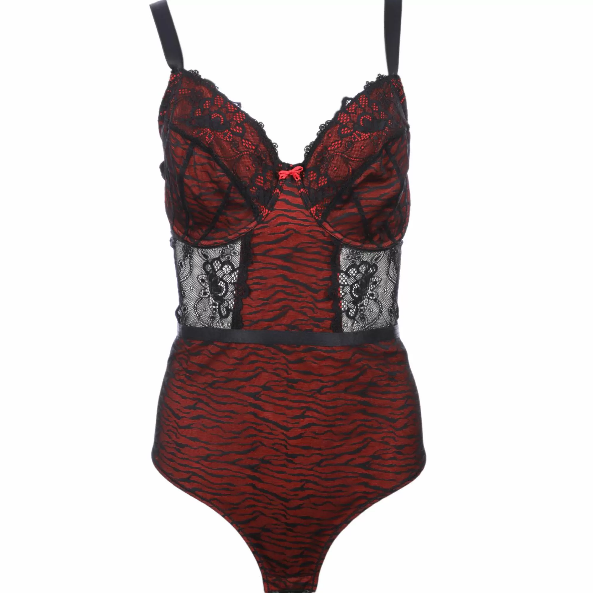 BELLA DIVA Lingerie Et Vêtements De Nuit<Body en dentelle fine noir et Rouge