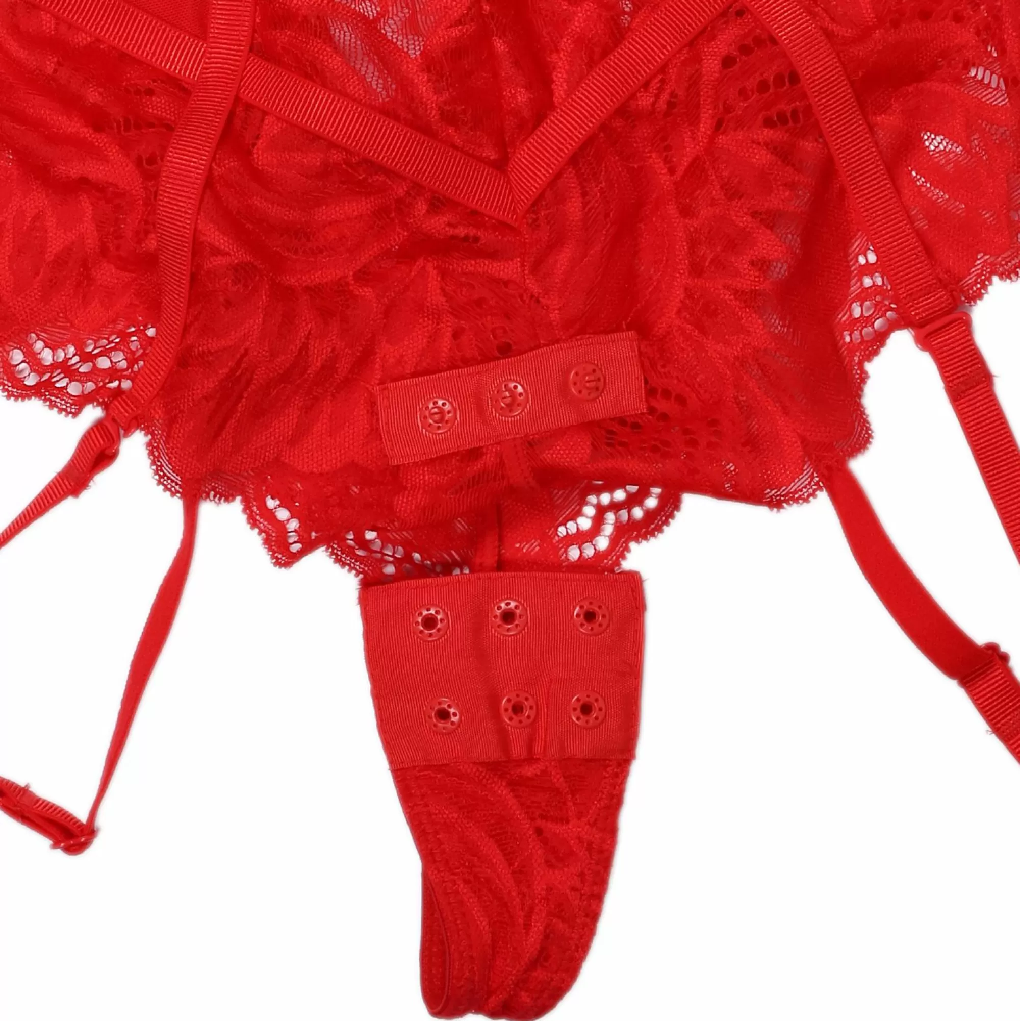 LA CITY Lingerie Et Vêtements De Nuit<BODY STRING TULLE ET DENTELLE PORTE JARETELLE Rouge