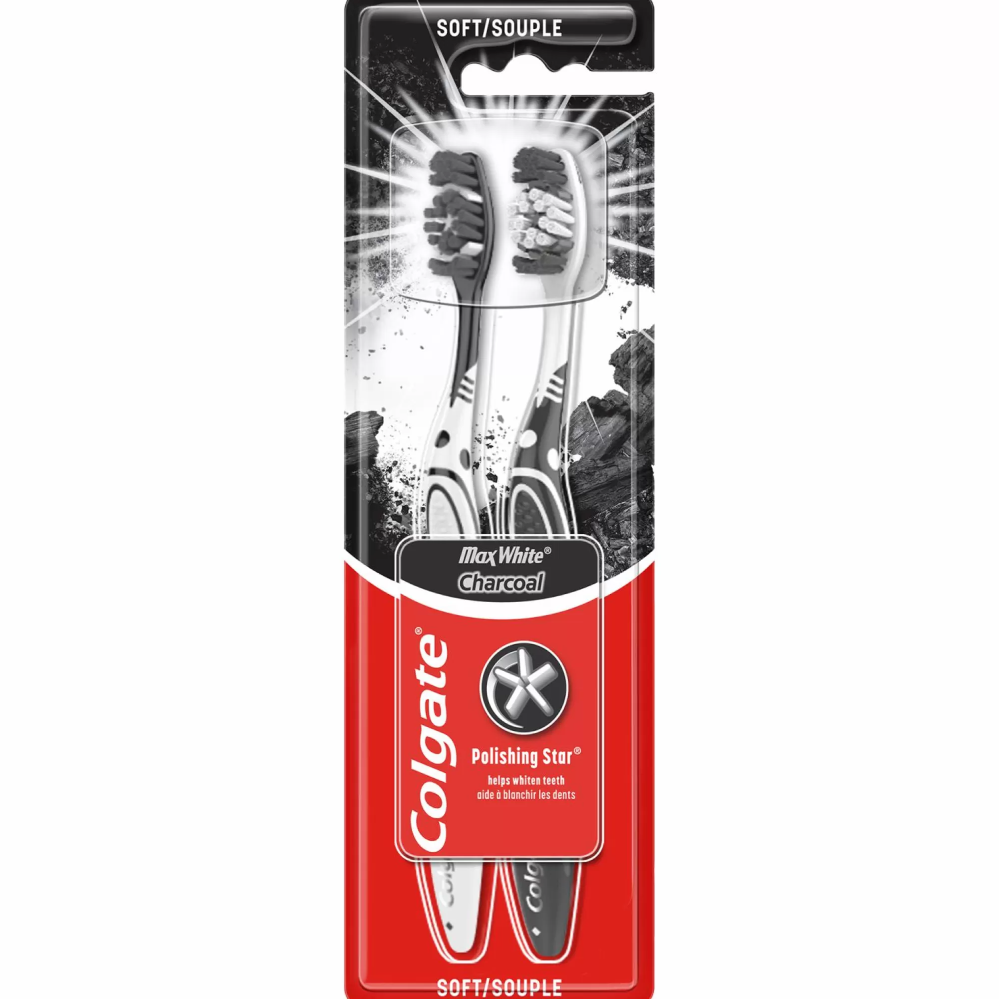 COLGATE Hygiène<2 brosses à dents max white charbon soft