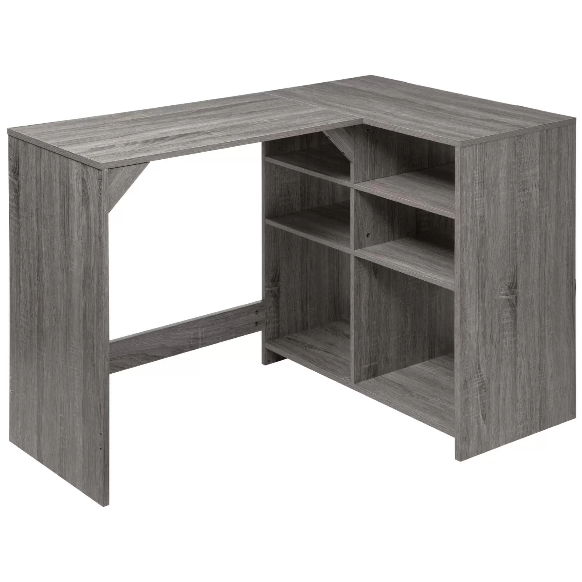 FIVE Mobilier<Bureau d'angle 6 cases effet chêne gris