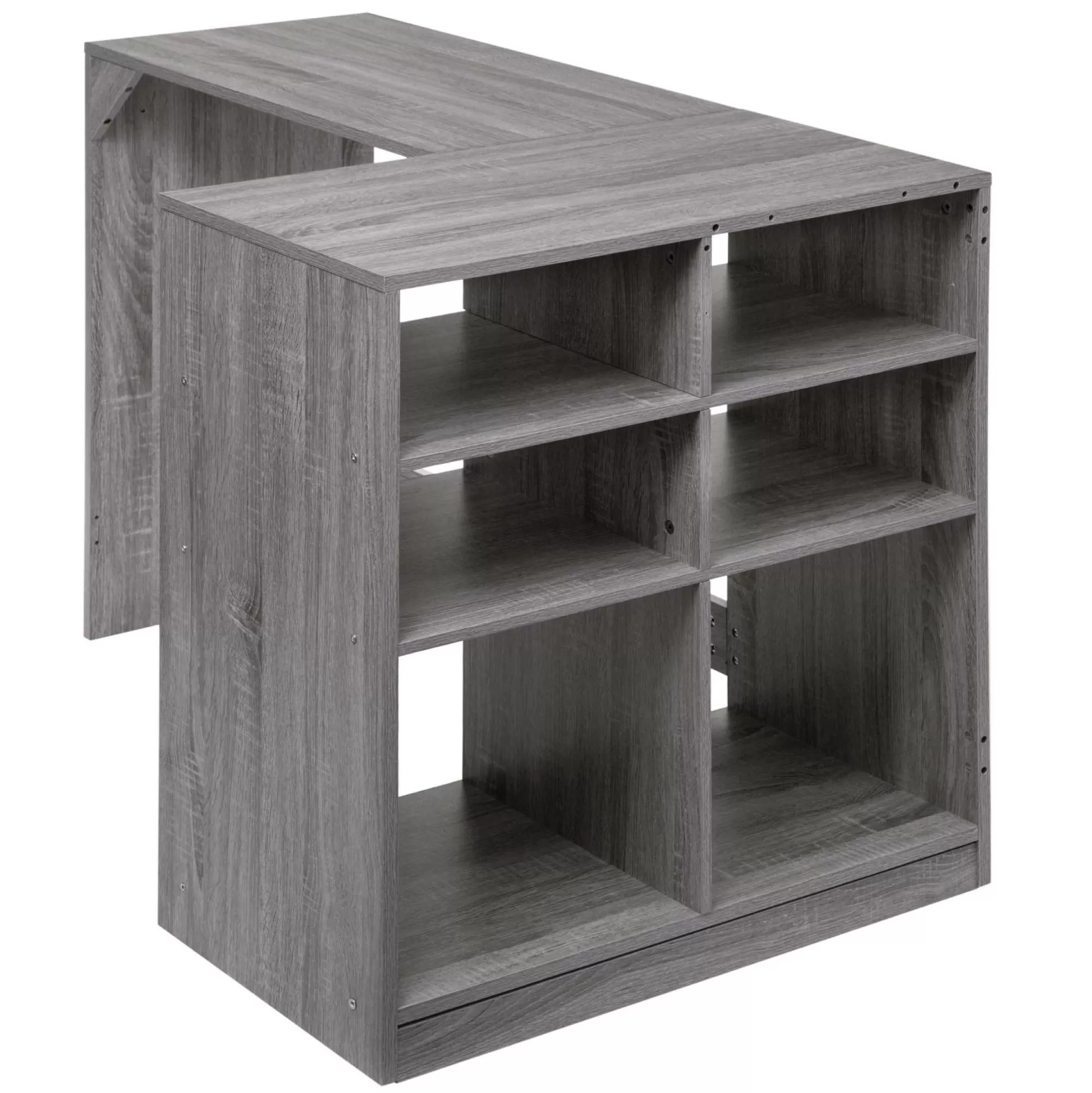 FIVE Mobilier<Bureau d'angle 6 cases effet chêne gris