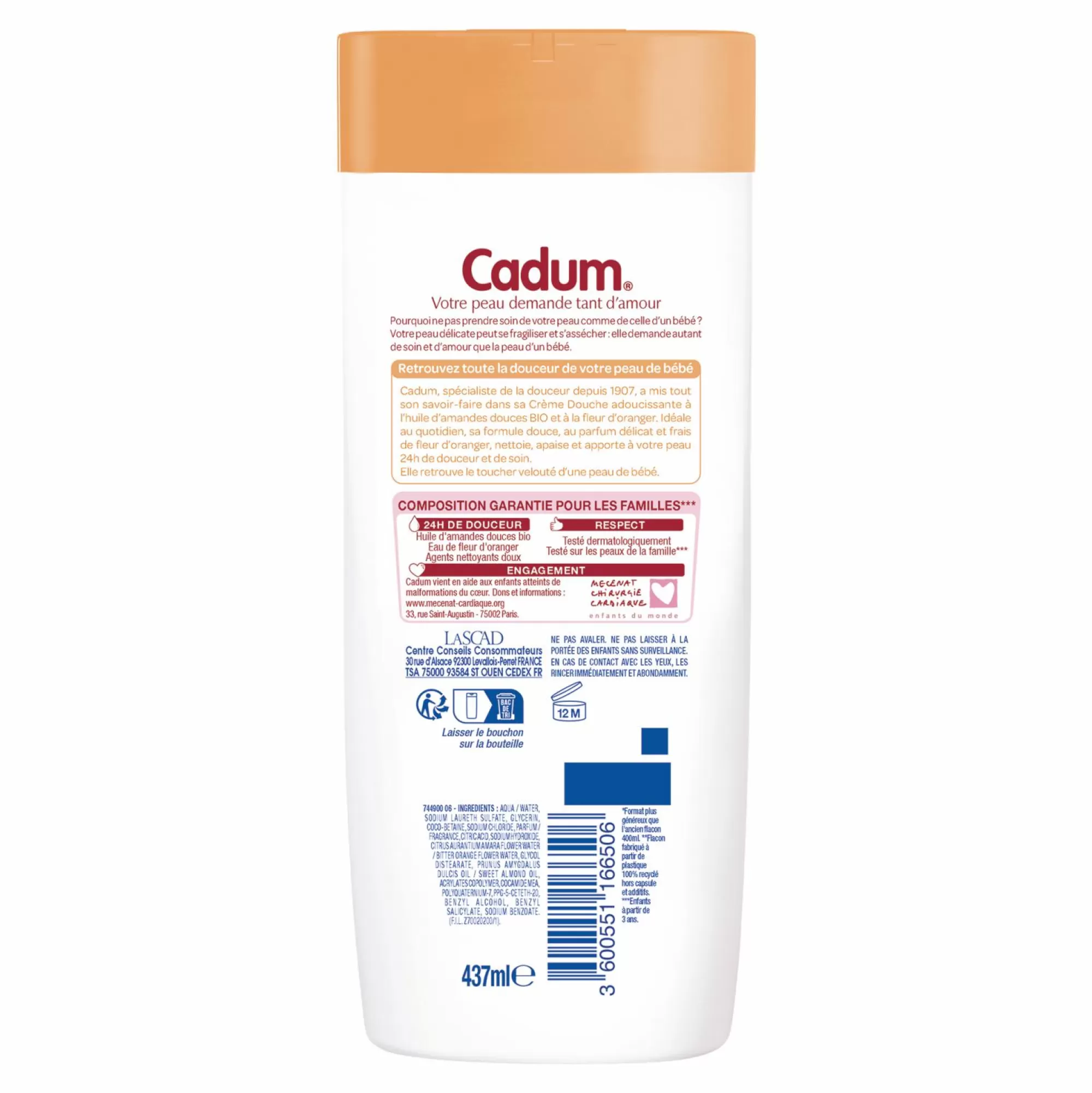 CADUM Hygiène<CREME DOUCHE FLEUR DORANGER