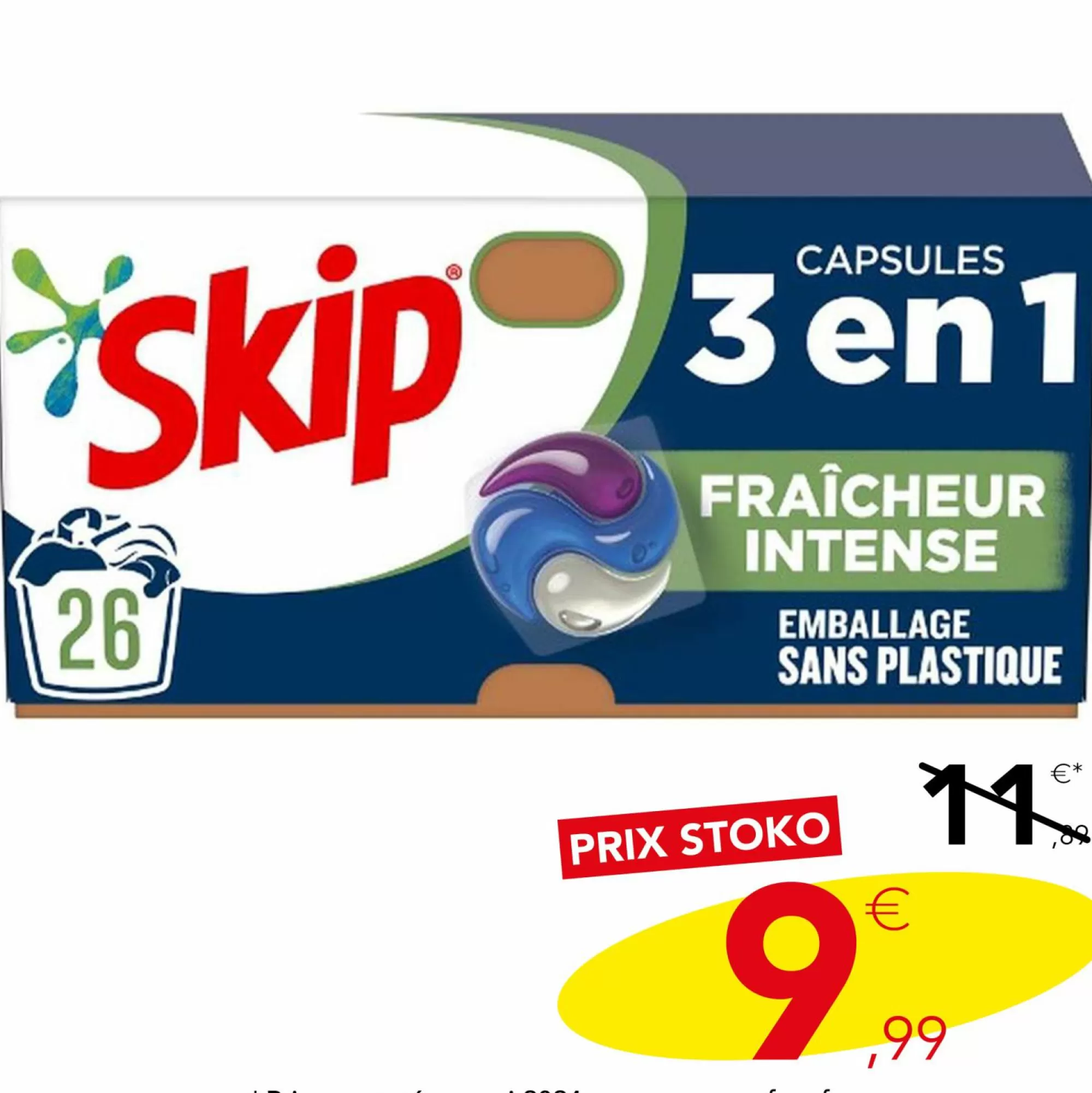 SKIP Entretien Du Linge<26 capsule de lessive liquide 3 en 1 Active Clean