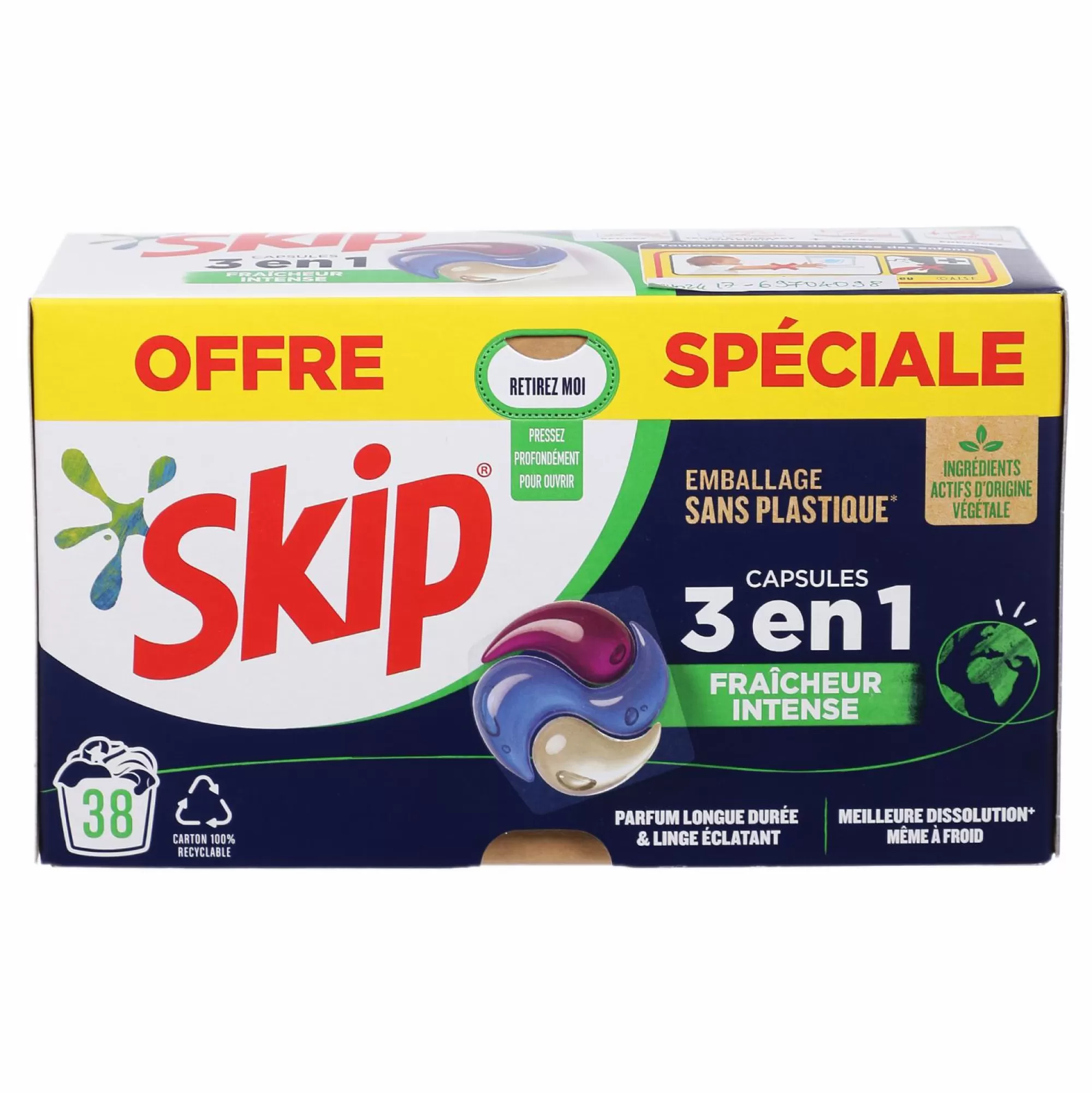 SKIP Entretien Du Linge<38 capsules 3 en 1 fraîcheur intense