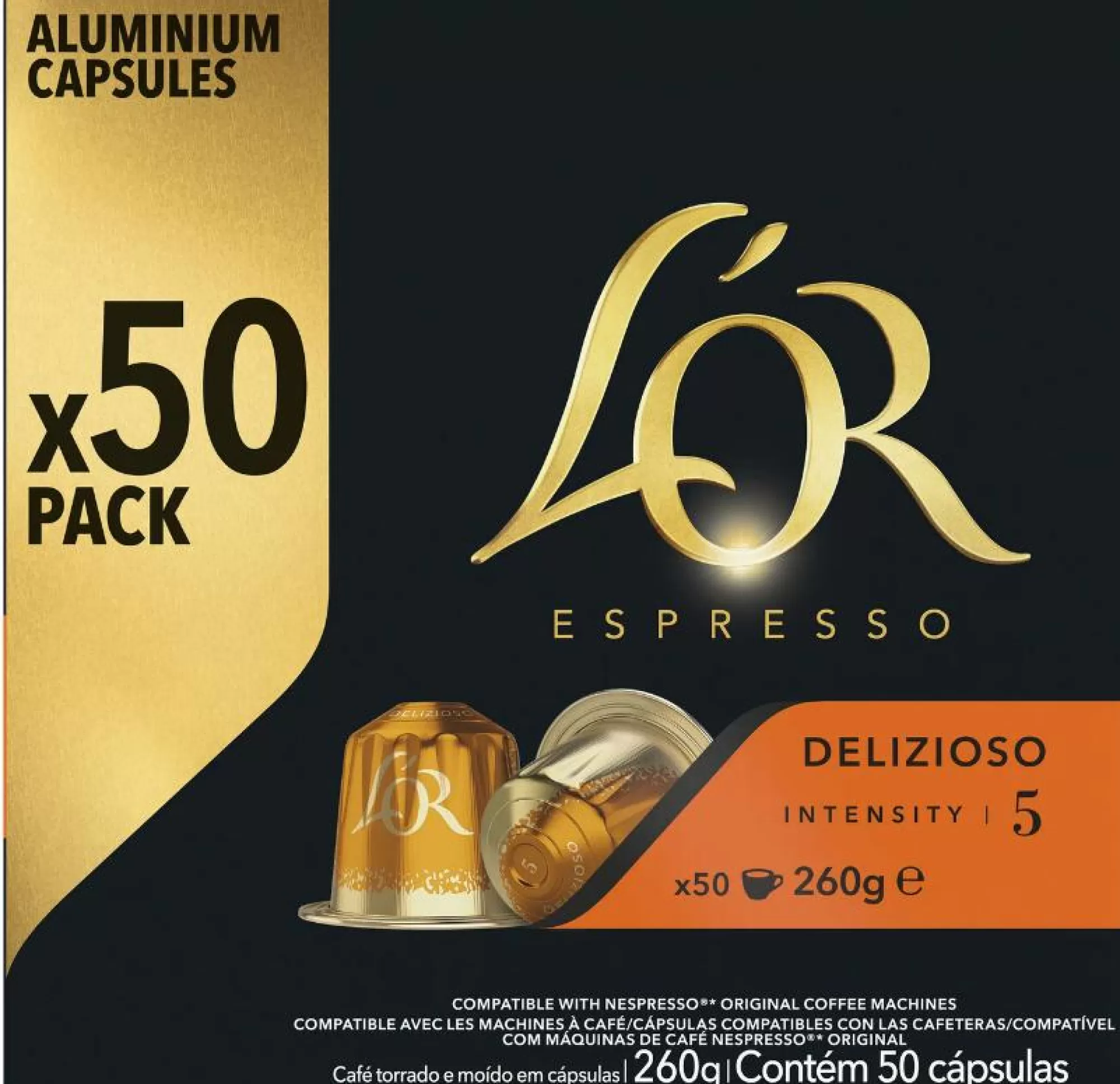 Stokomani Boissons<50 capsules Espresso Delizioso intensité 5