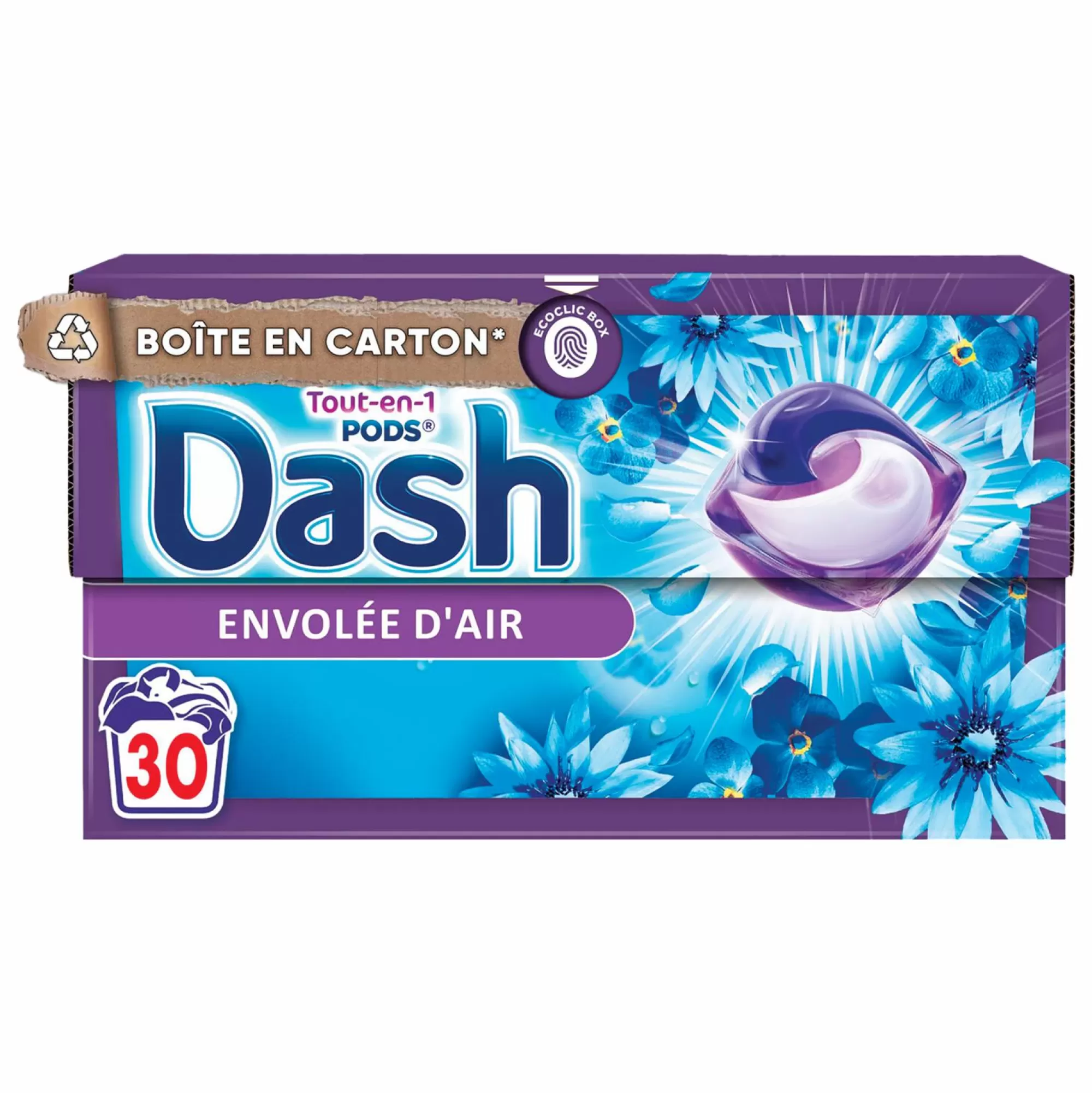 DASH Entretien Du Linge<30 capsules lessive tout en 1 envolée d'air