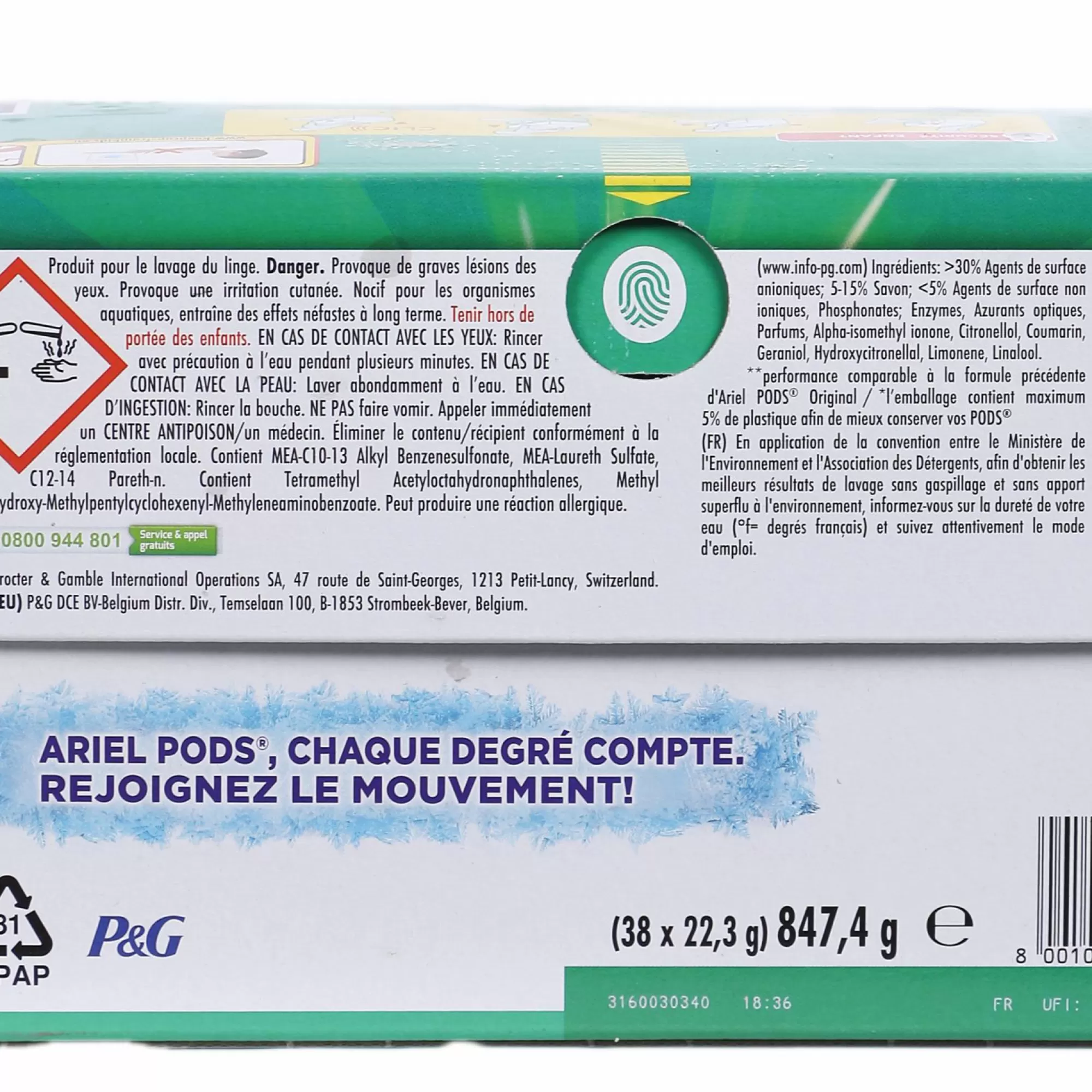 ARIEL Entretien Du Linge<38 capsules lessive tout en 1 original