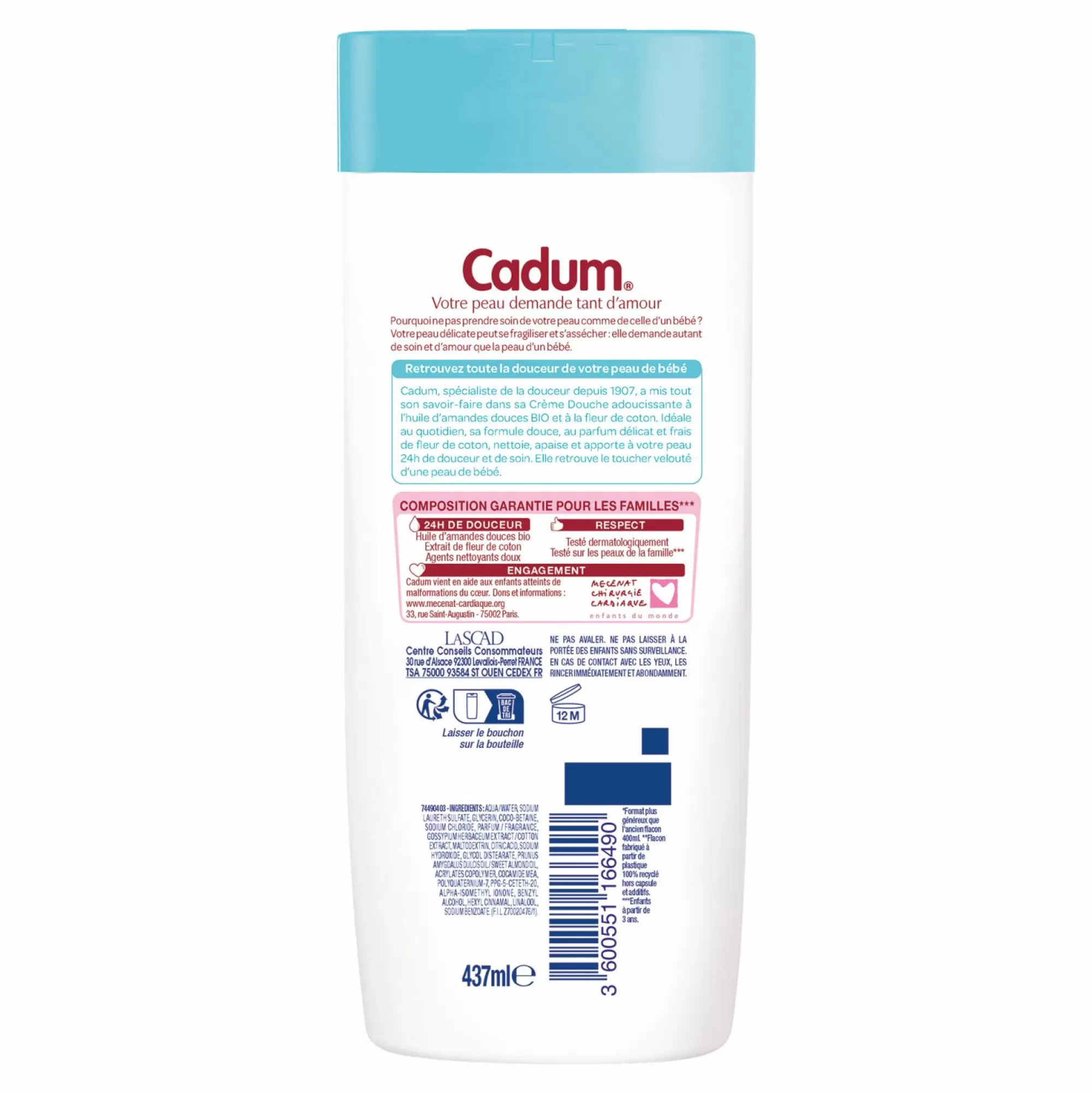 CADUM Hygiène<Crème de douche fleur de coton