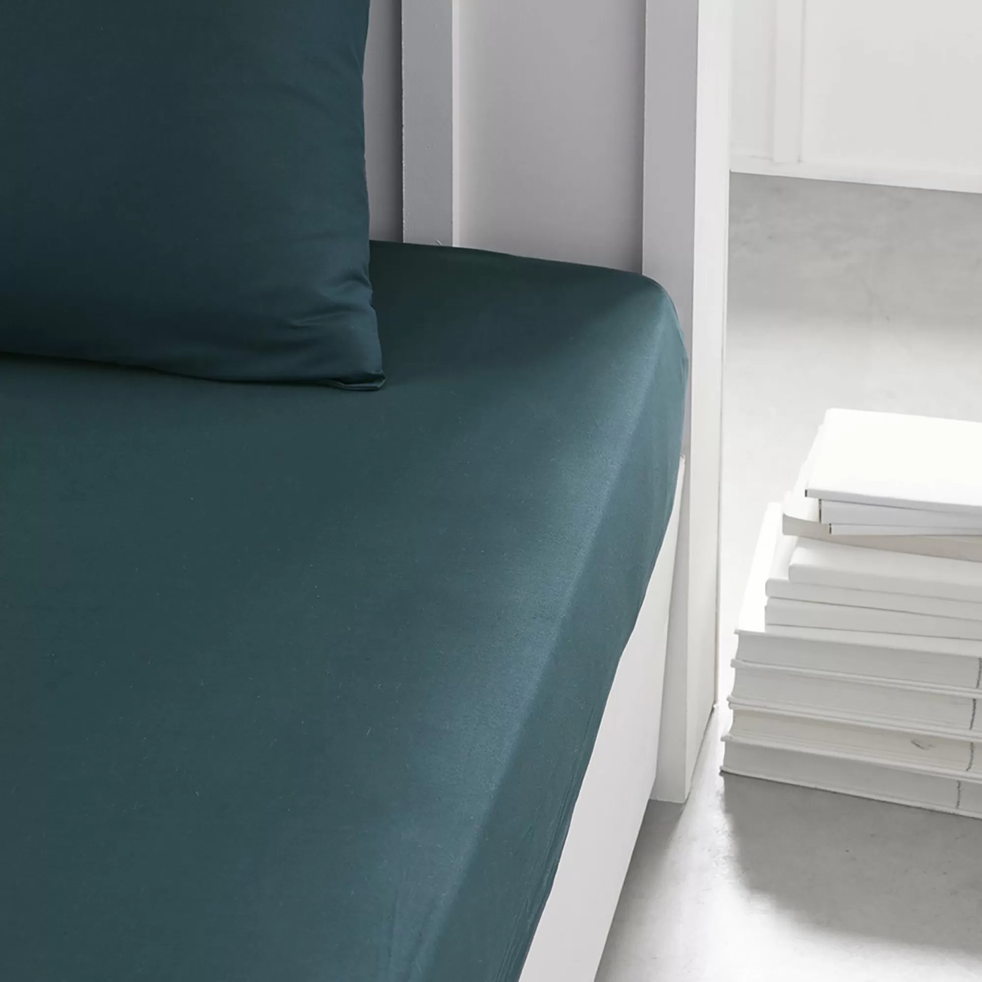 Stokomani Linge De Chambre<Drap housse bleu vert 160x200cm