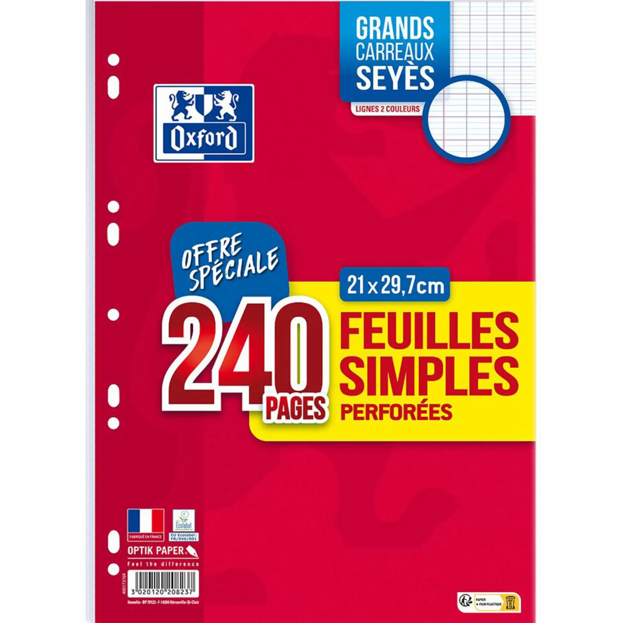 OXFORD Papeterie Et Bureau<240 feuilles simples 21x29,7