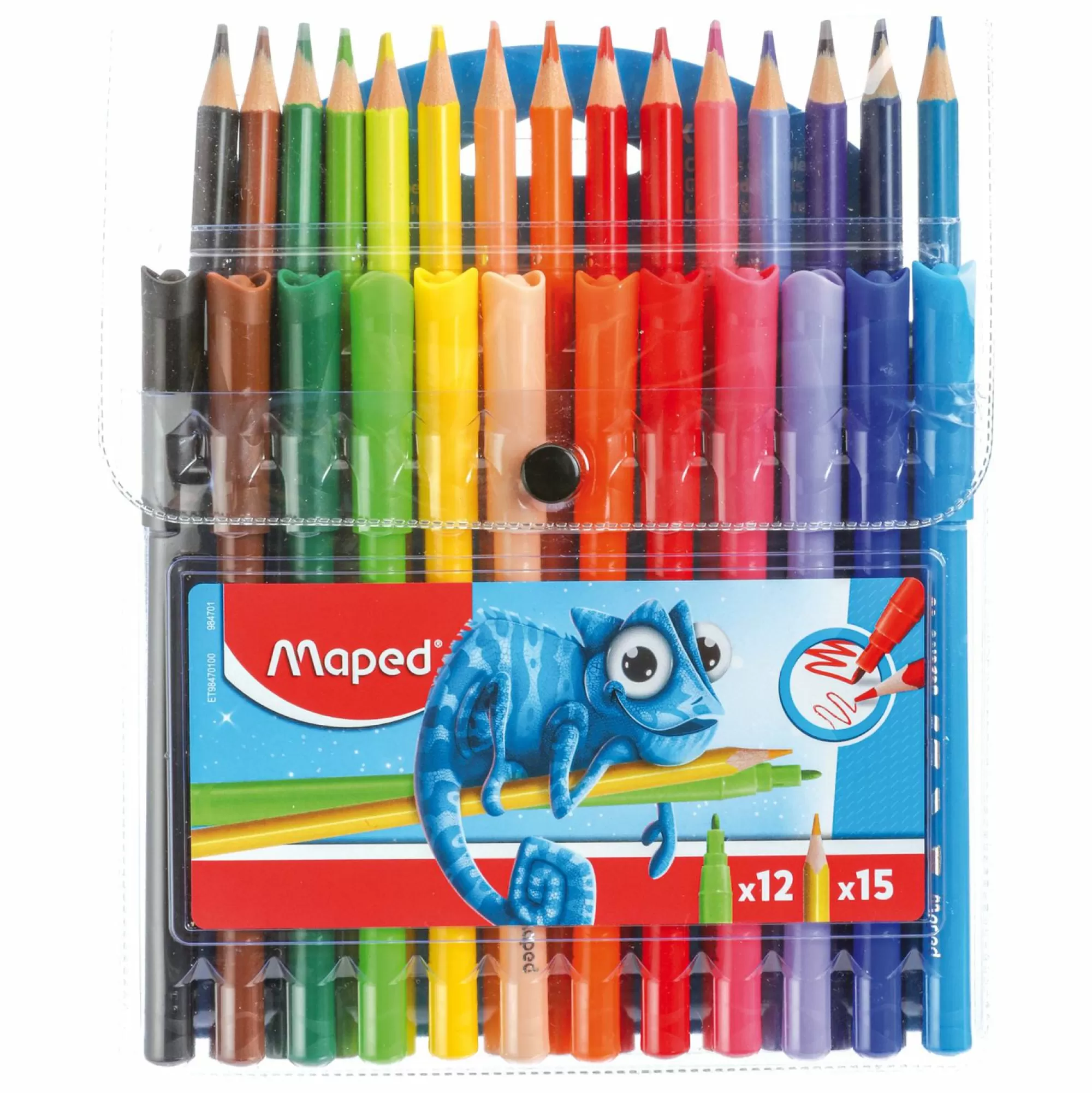 MAPED Papeterie Et Bureau<12 feutres + 15 crayons de couleur