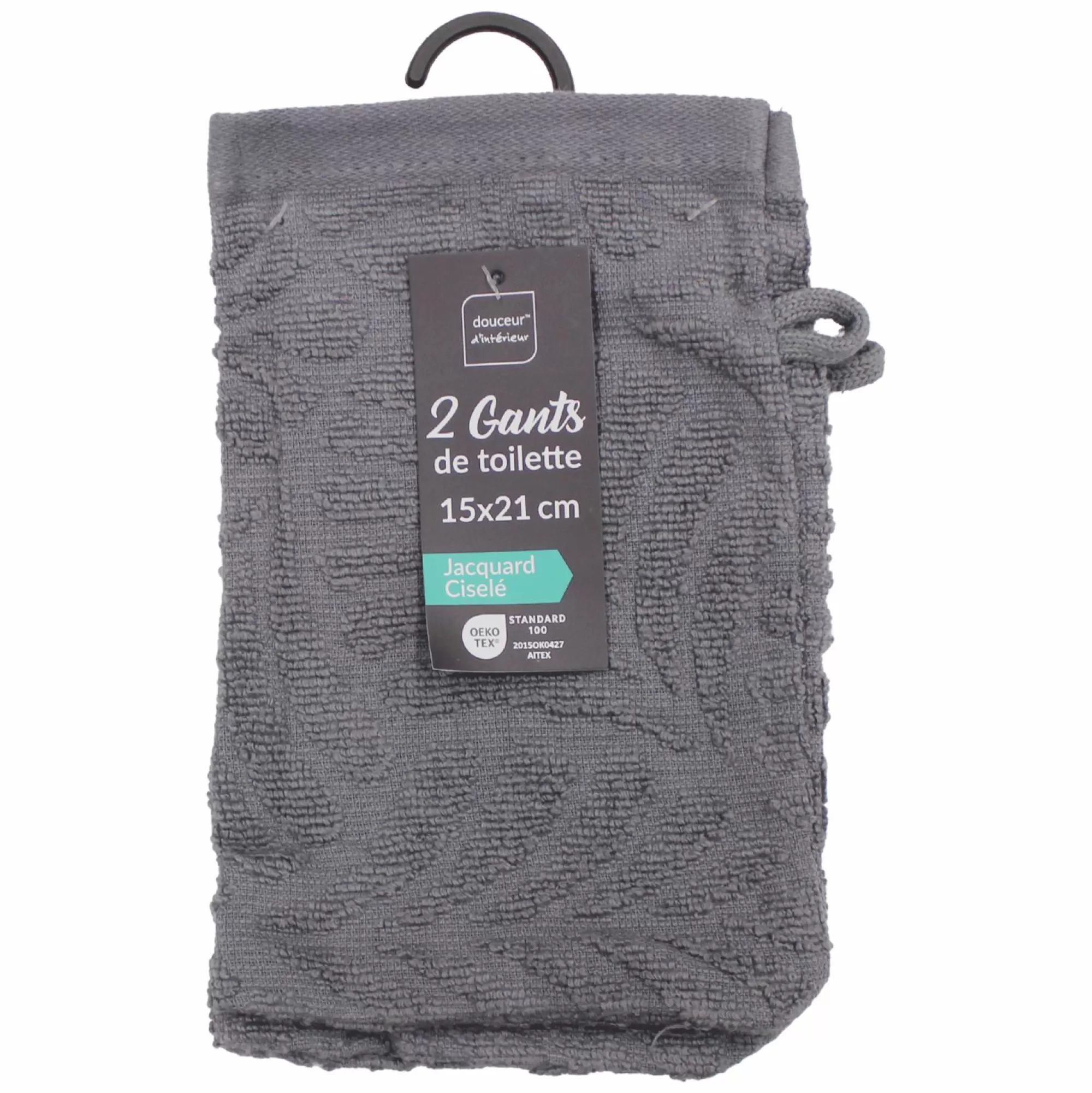 Stokomani Linge De Bain | Salle De Bain Et Wc<2 gants de toilette Madeira Gris clair