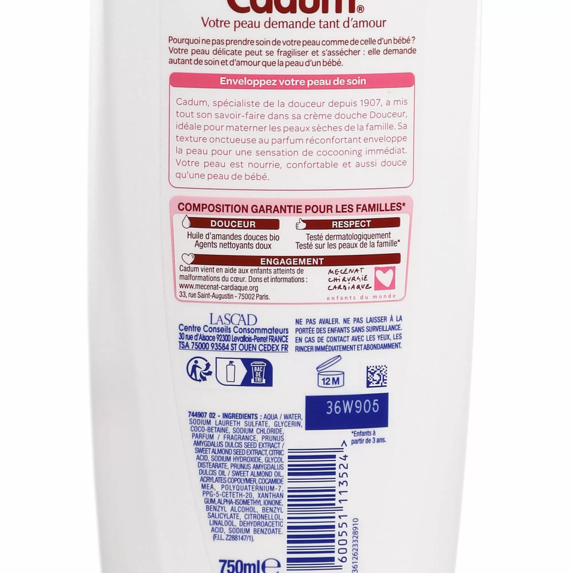 CADUM Hygiène<Gel douche surgras au Lait d'amandes