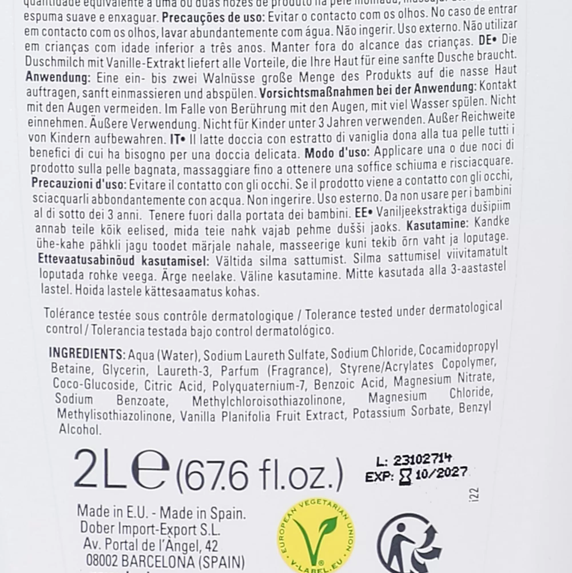 BYPHASSE Hygiène<Lait de douche caresse de lait fleur de vanille