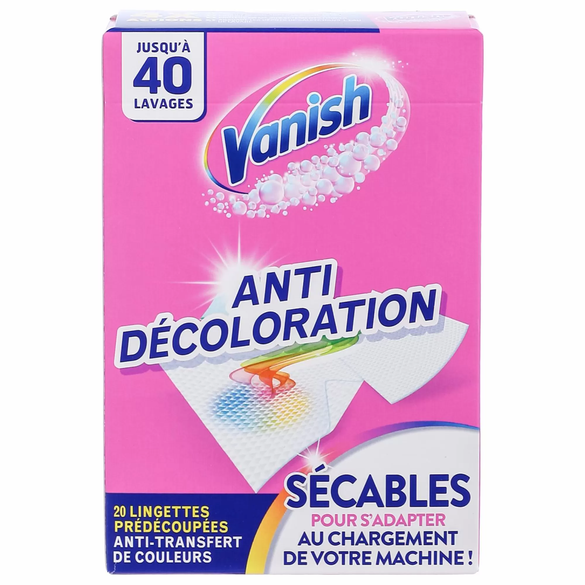 VANISH Entretien Du Linge<20 lingettes anti décoloration