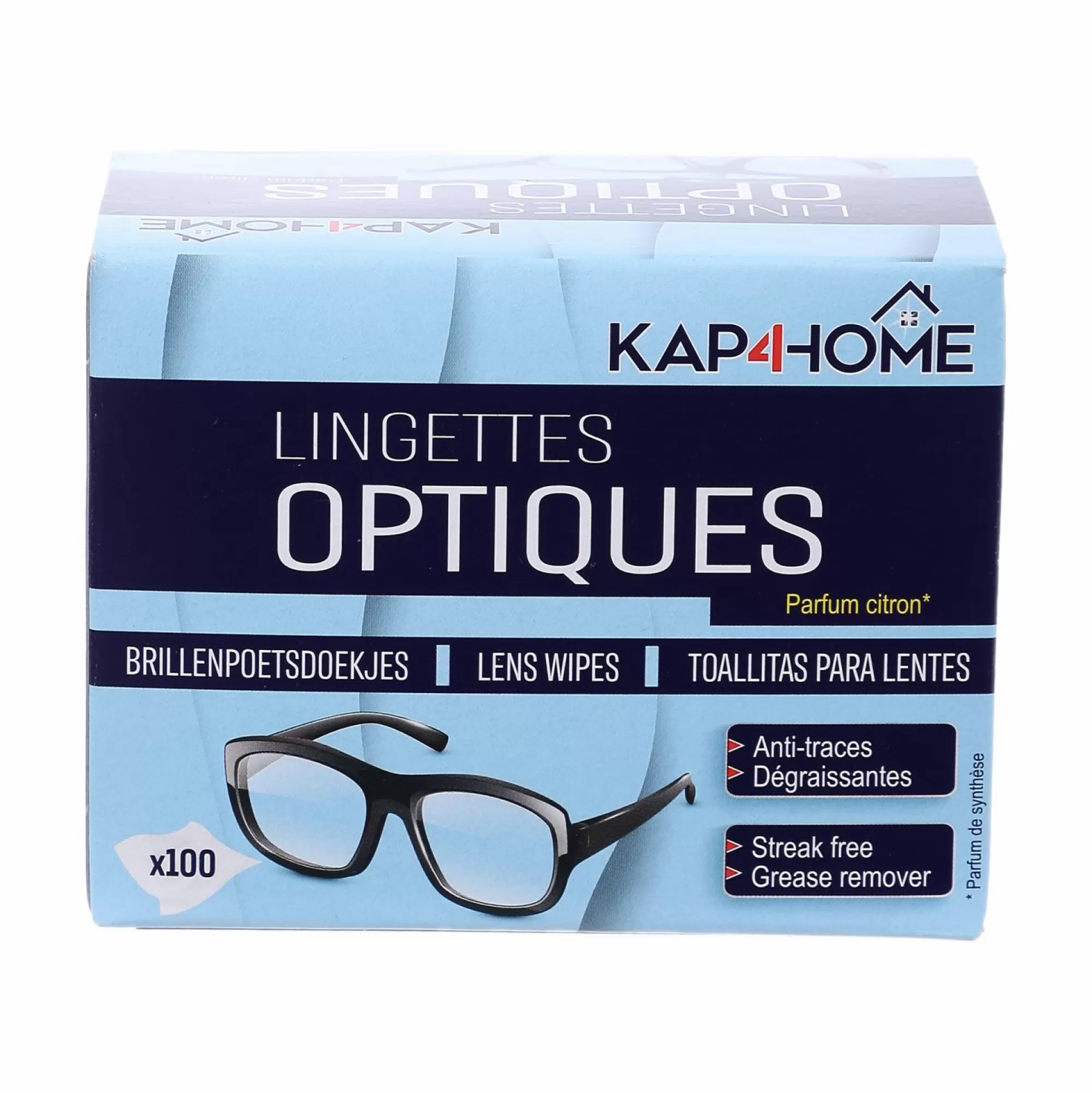 Stokomani Produits Ménagers<100 LINGETTES NETTOYANTES OPTIQUE