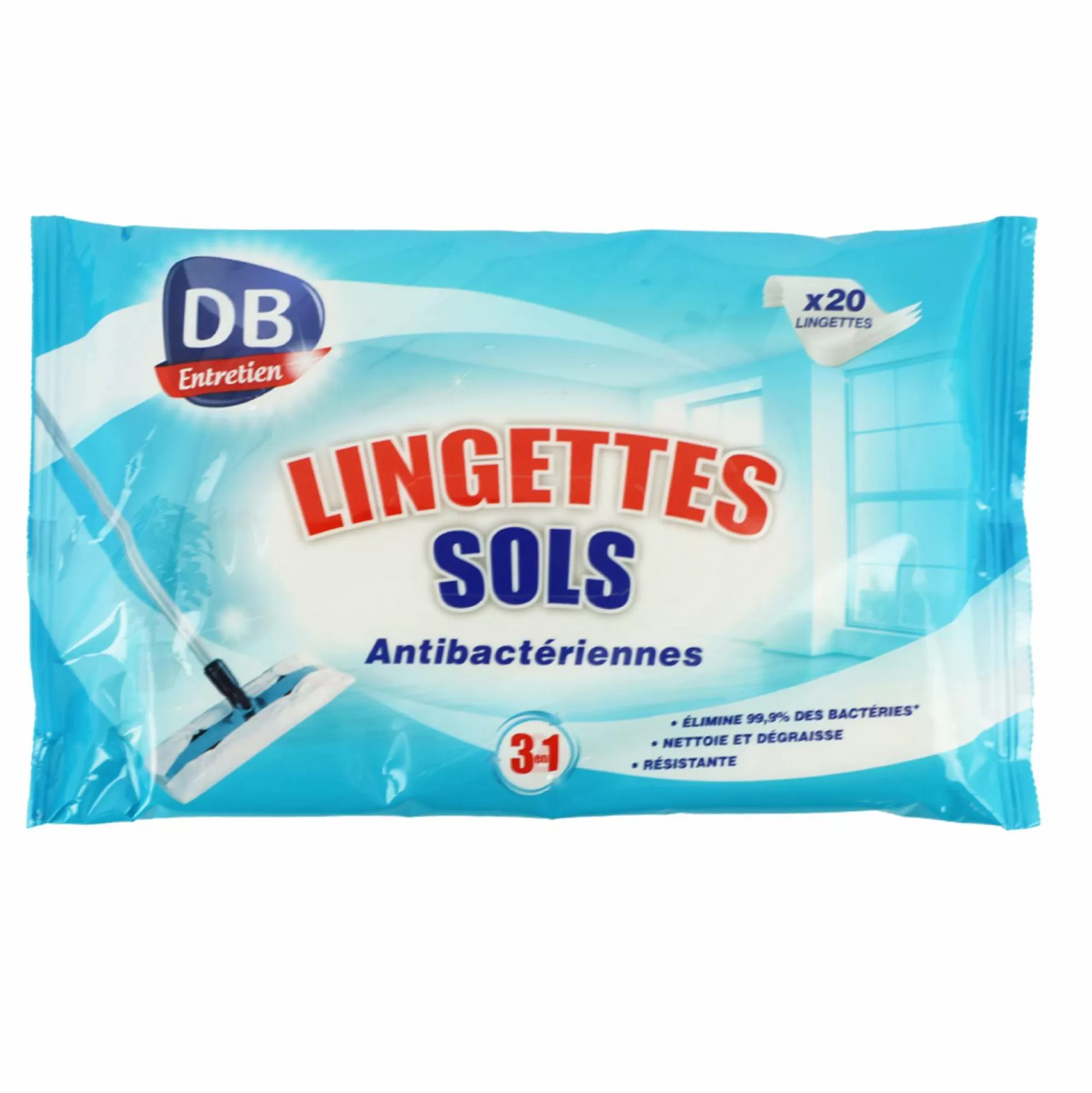 DB Produits Ménagers<20 lingettes sols antibactériennes