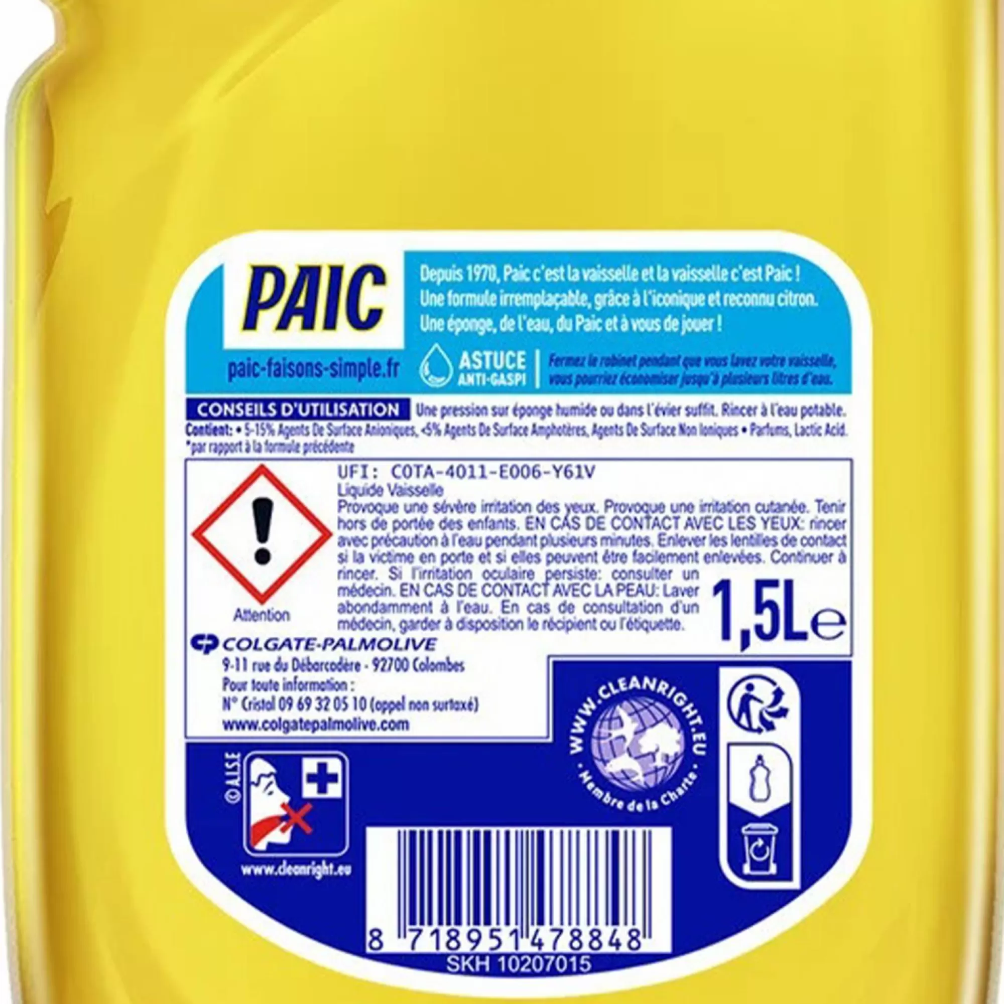 PAIC Produits Ménagers<Liquide vaisselle super dégraissant citron