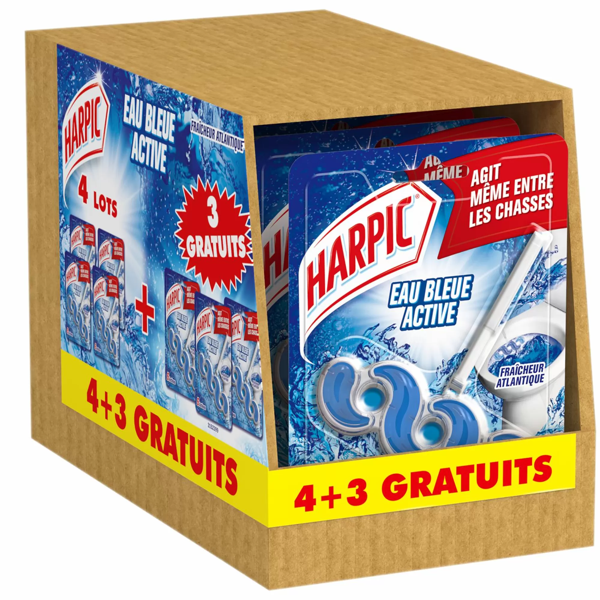 HARPIC Produits Ménagers<Lot de 4+3 gratuit bloc wc eau bleue