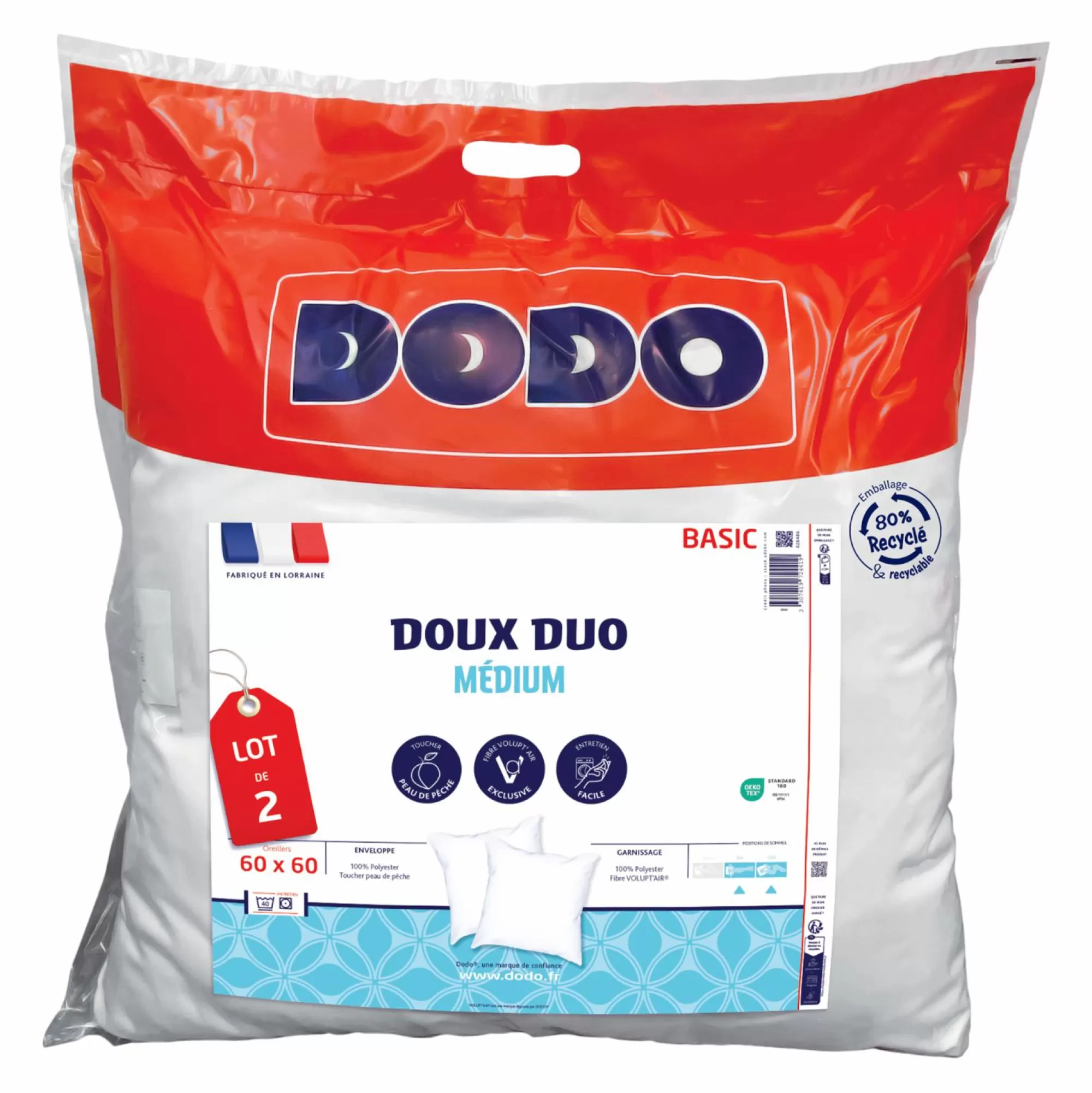 DODO Linge De Chambre<Lot de 2 oreillers doux duo