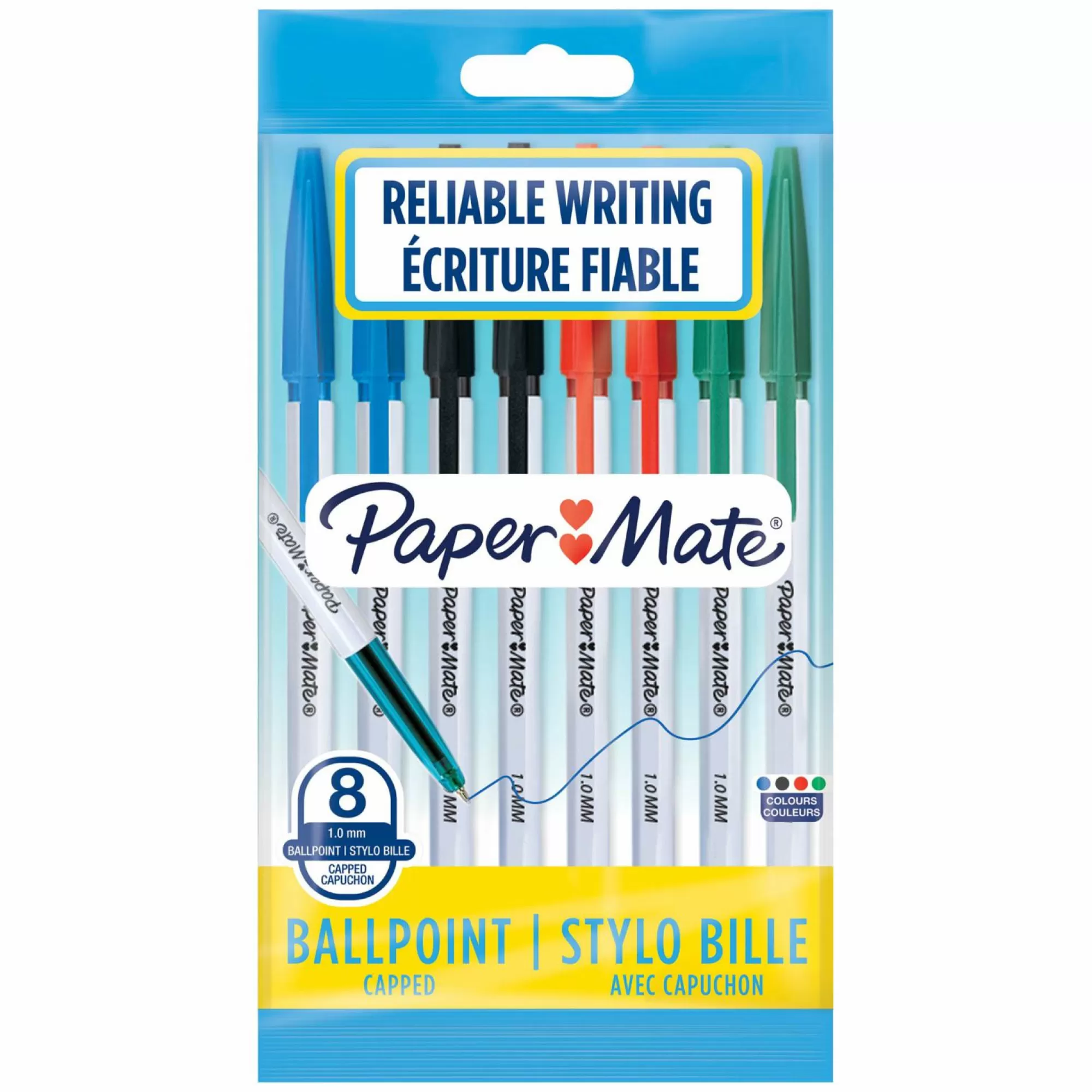 PAPER MATE Papeterie Et Bureau<Lot de 8 stylos bille bleu noir rouge et vert