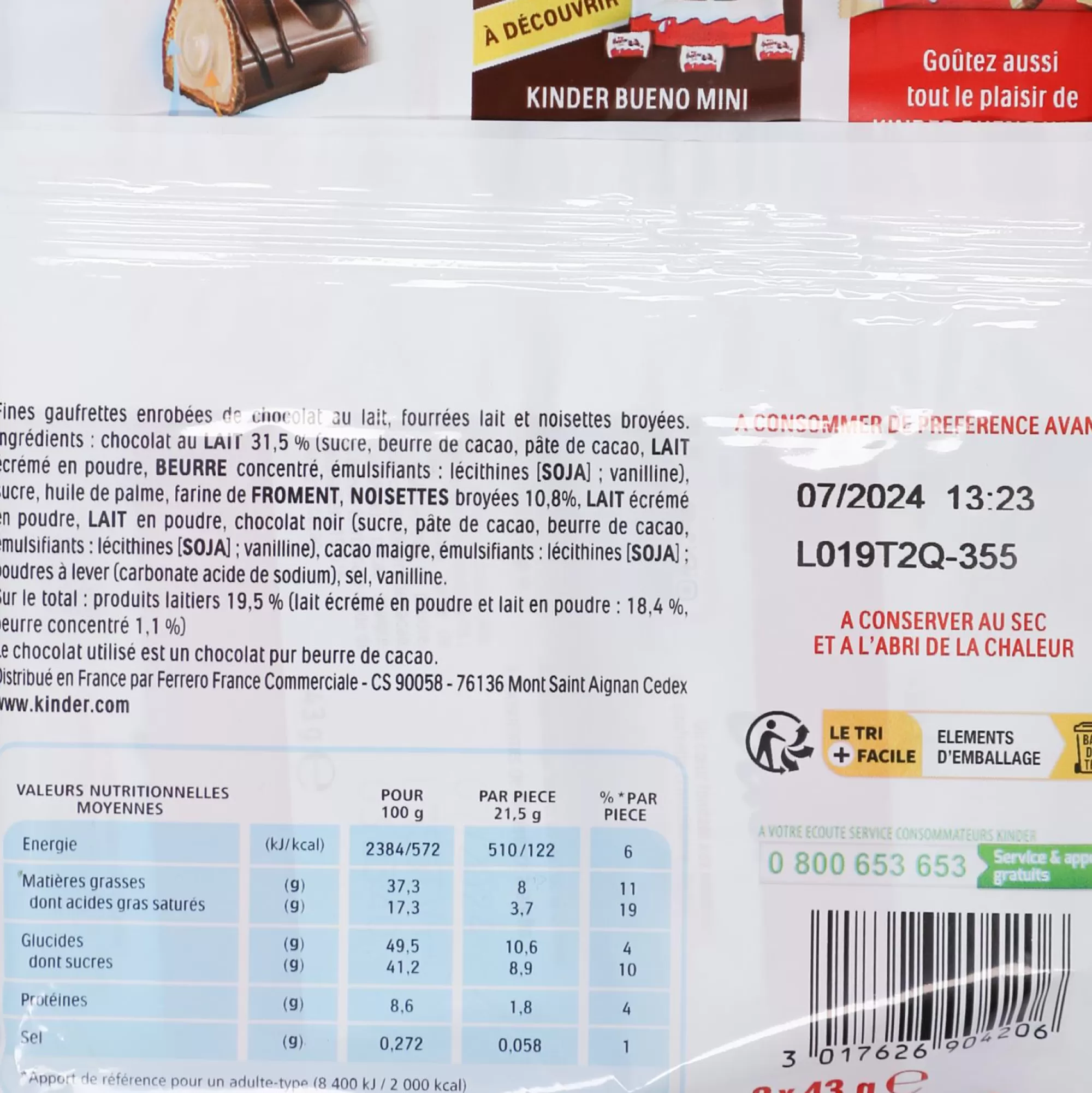 Stokomani Épicerie Sucrée<Lot de 2x2 barres de Kinder Bueno