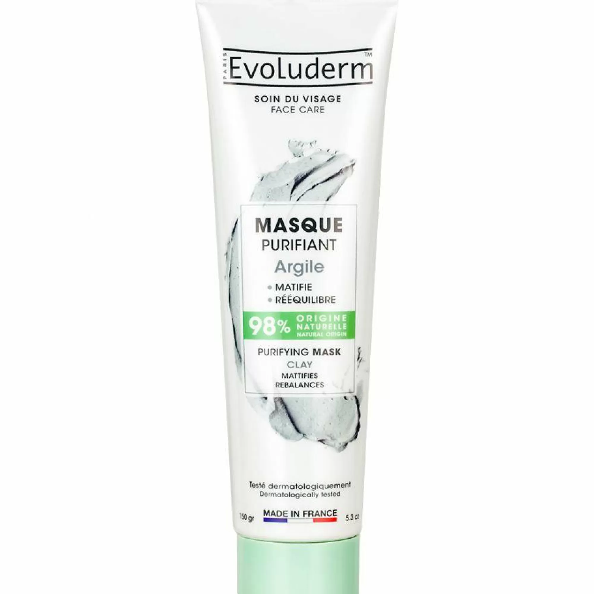 EVOLUDERM Visage<Masque visage purifiant à l'argile