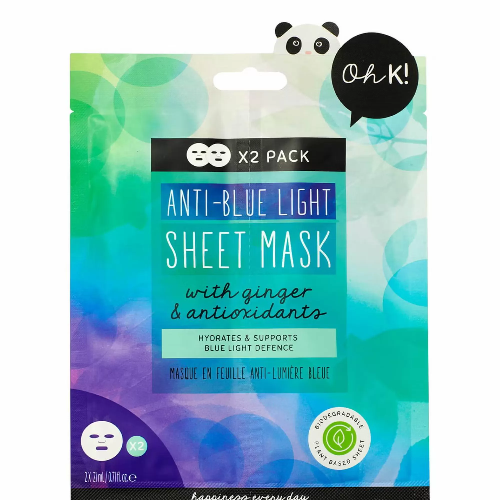 Stokomani Visage<2 masques visage en tissu anti-lumière bleue