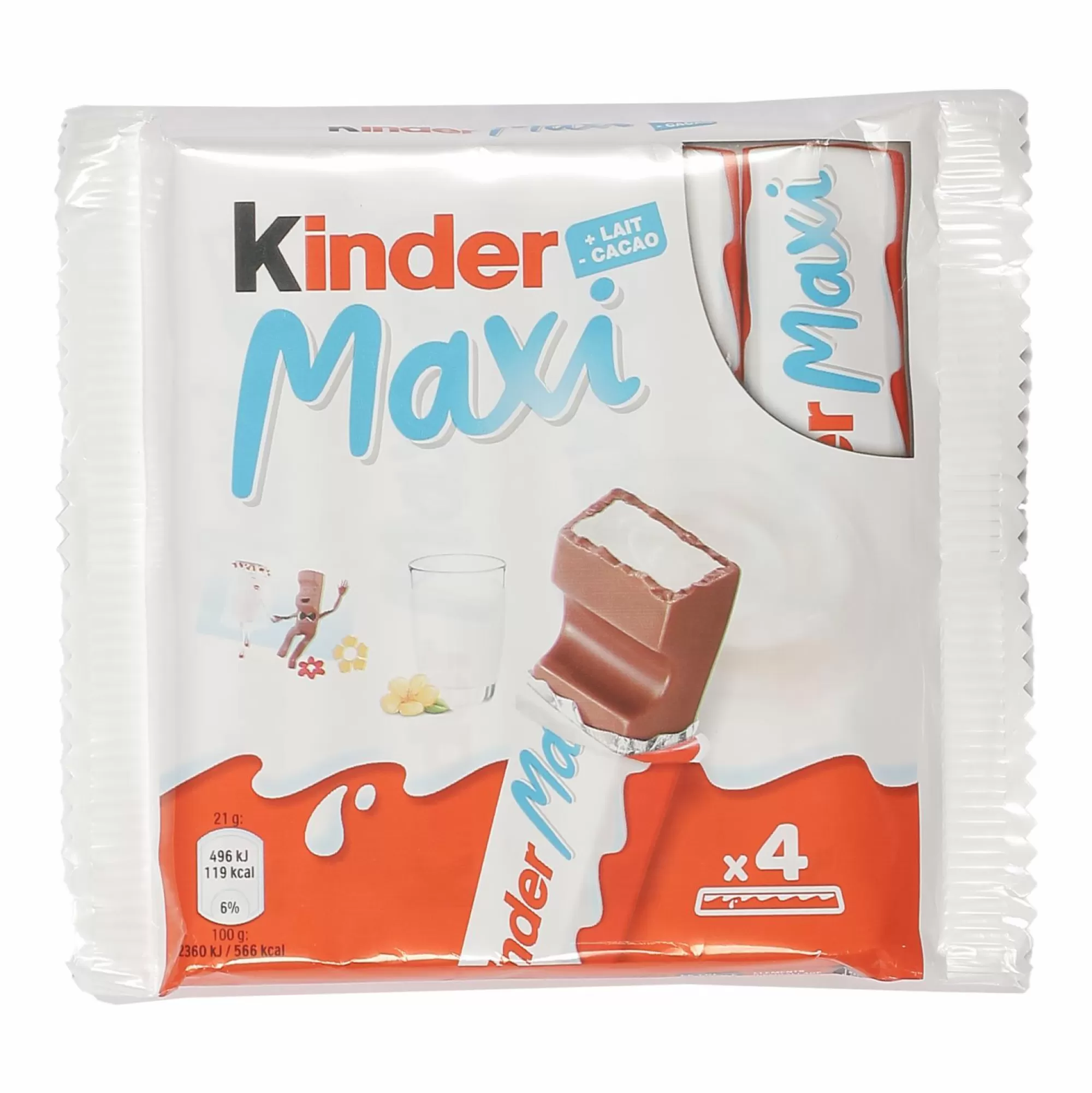 KINDER Épicerie Sucrée<4 maxi barres chocolatées