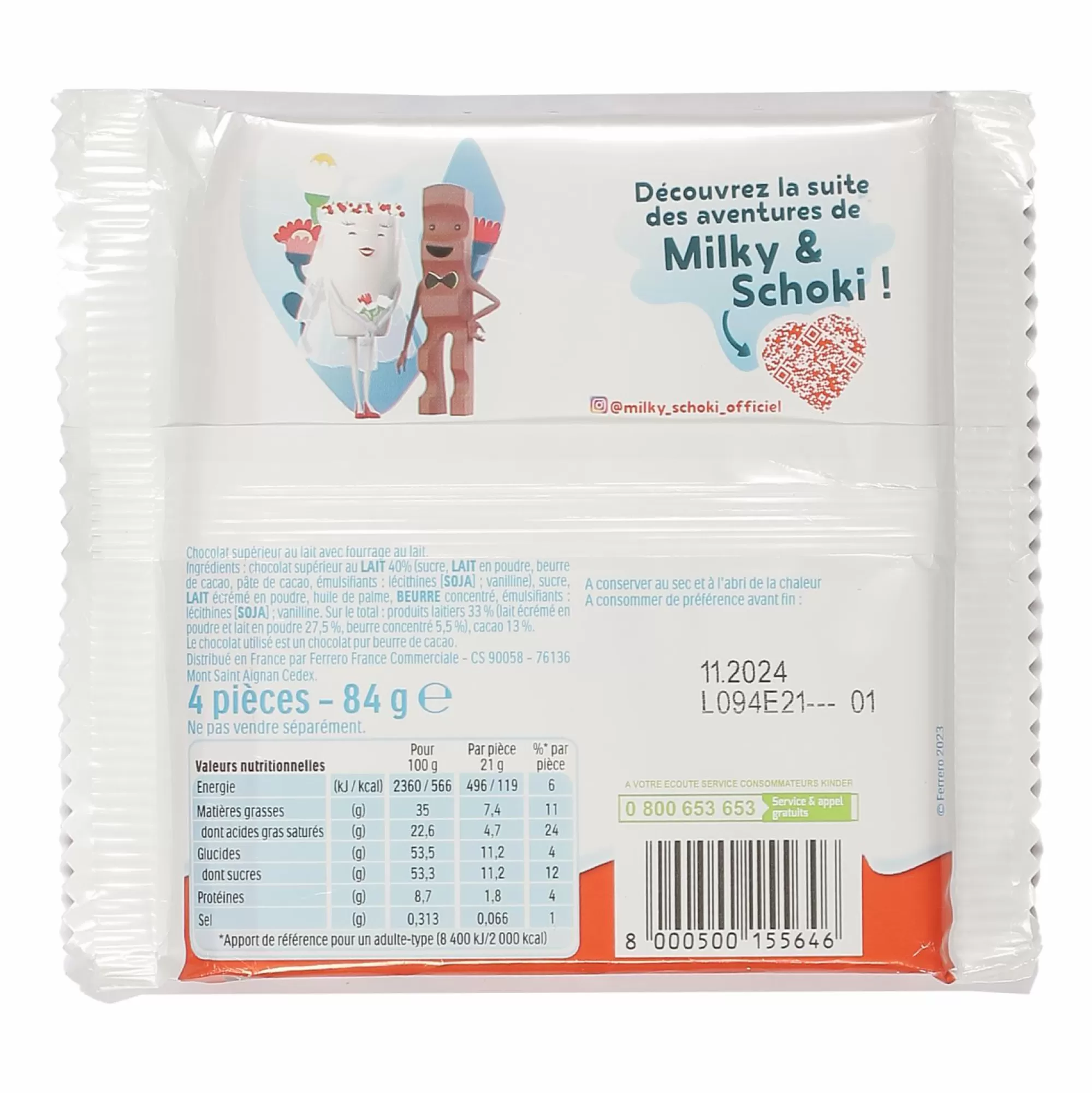 KINDER Épicerie Sucrée<4 maxi barres chocolatées