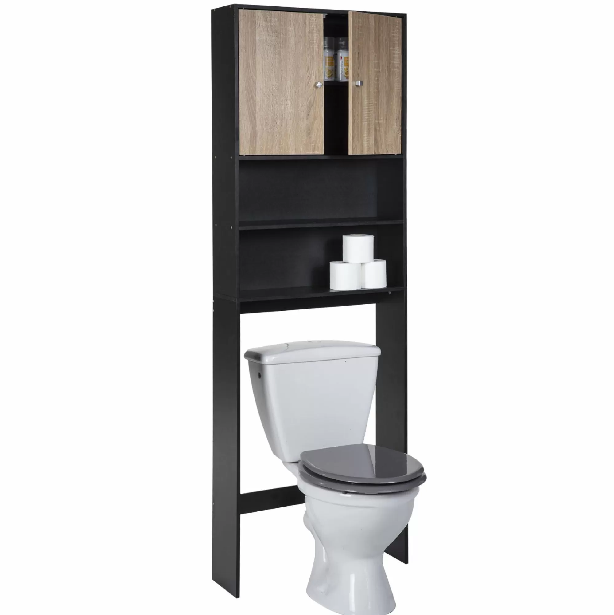 INDIG EAU Mobilier | Salle De Bain Et Wc<Meuble dessus de toilettes ou machine à laver noir