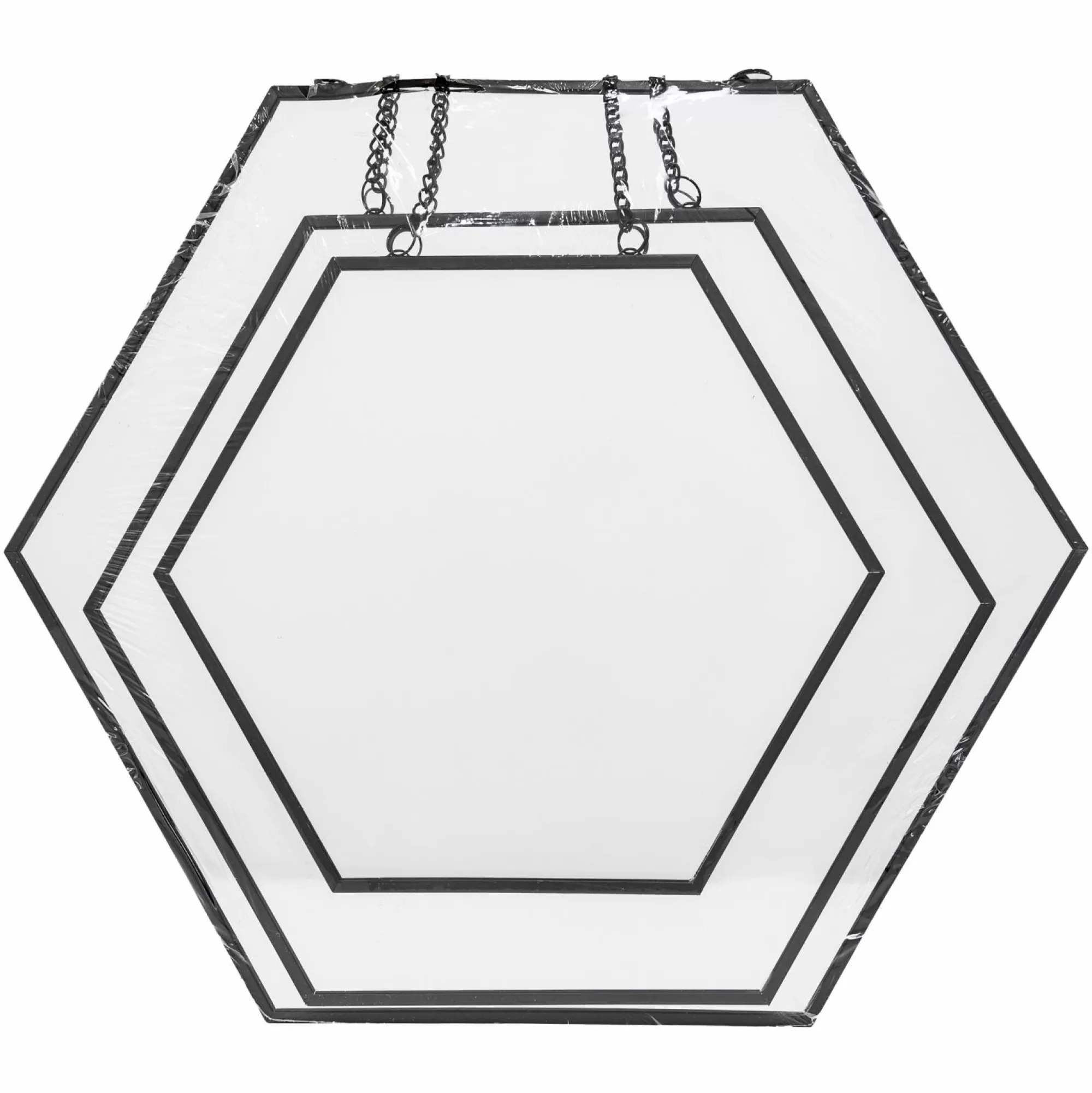 ATMOSPHERA Décorations Murales<3 miroirs hexagonaux noir + chaine