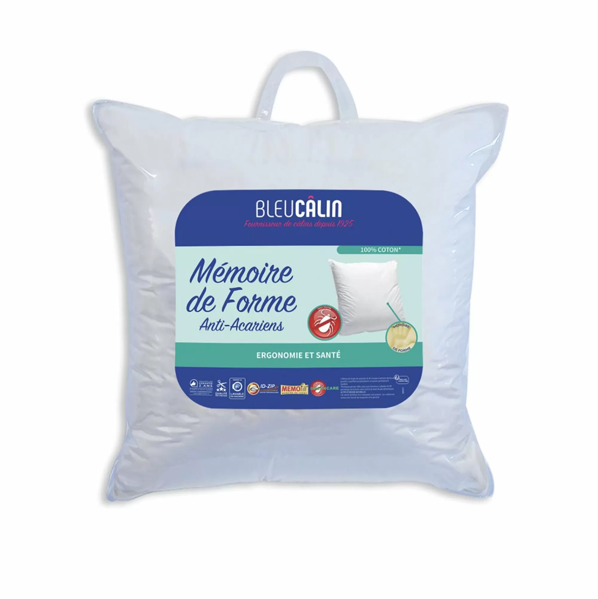 BLEU CALIN Linge De Chambre<Oreiller à mémoire de forme 60x60cm