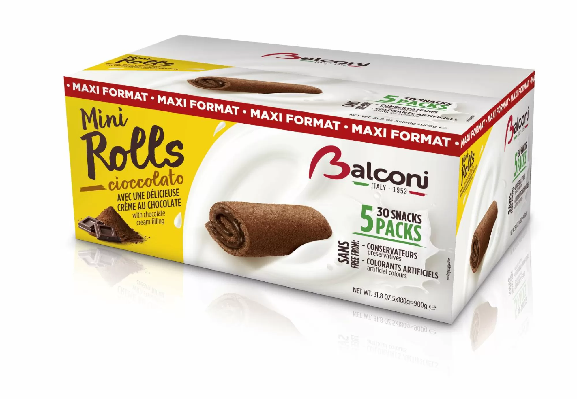 BALCONI Épicerie Sucrée<Pack de 5x6 mini roulés génoises chocolat