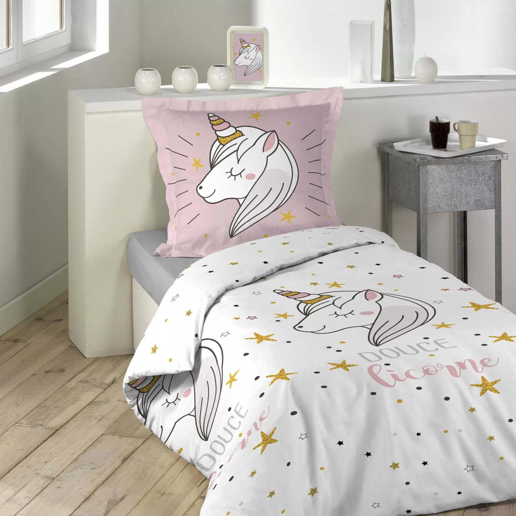 Stokomani Linge De Chambre<Parure housse de couette Licorne 140x200cm