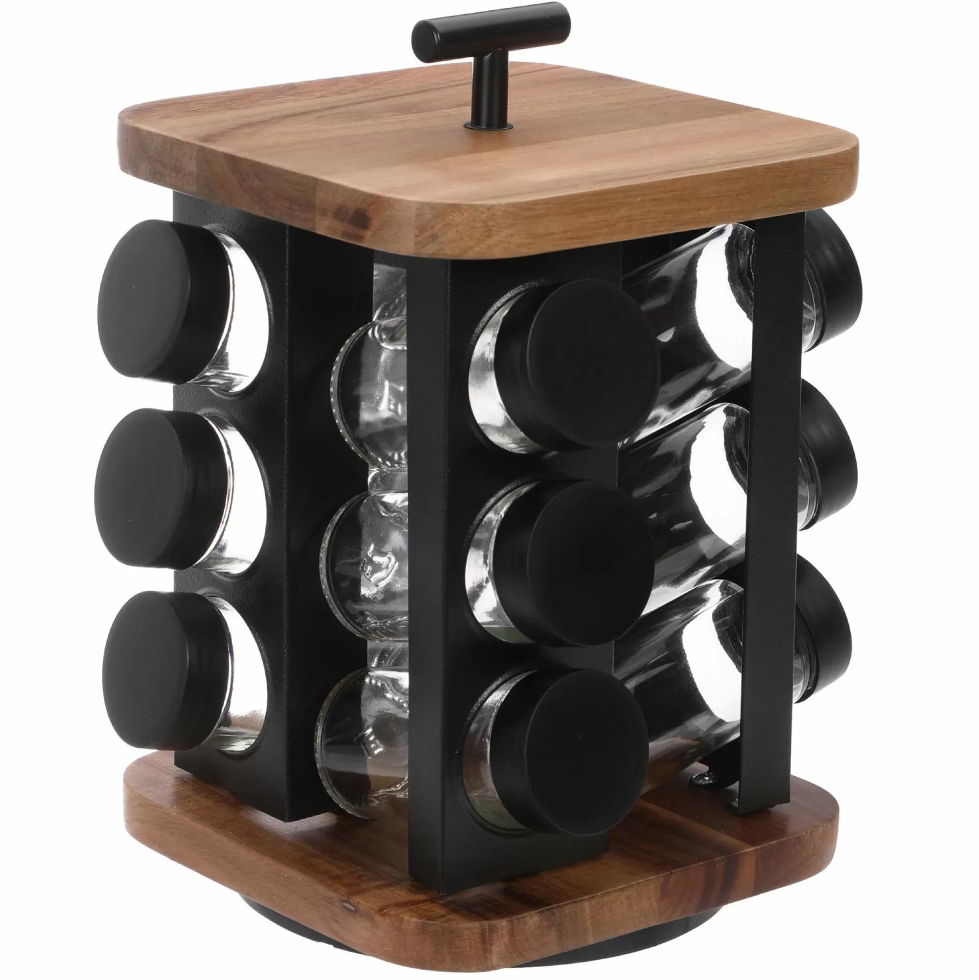 COOK KEEN Vaisselle Et Service<12 pots à épices en verre avec support en acacia