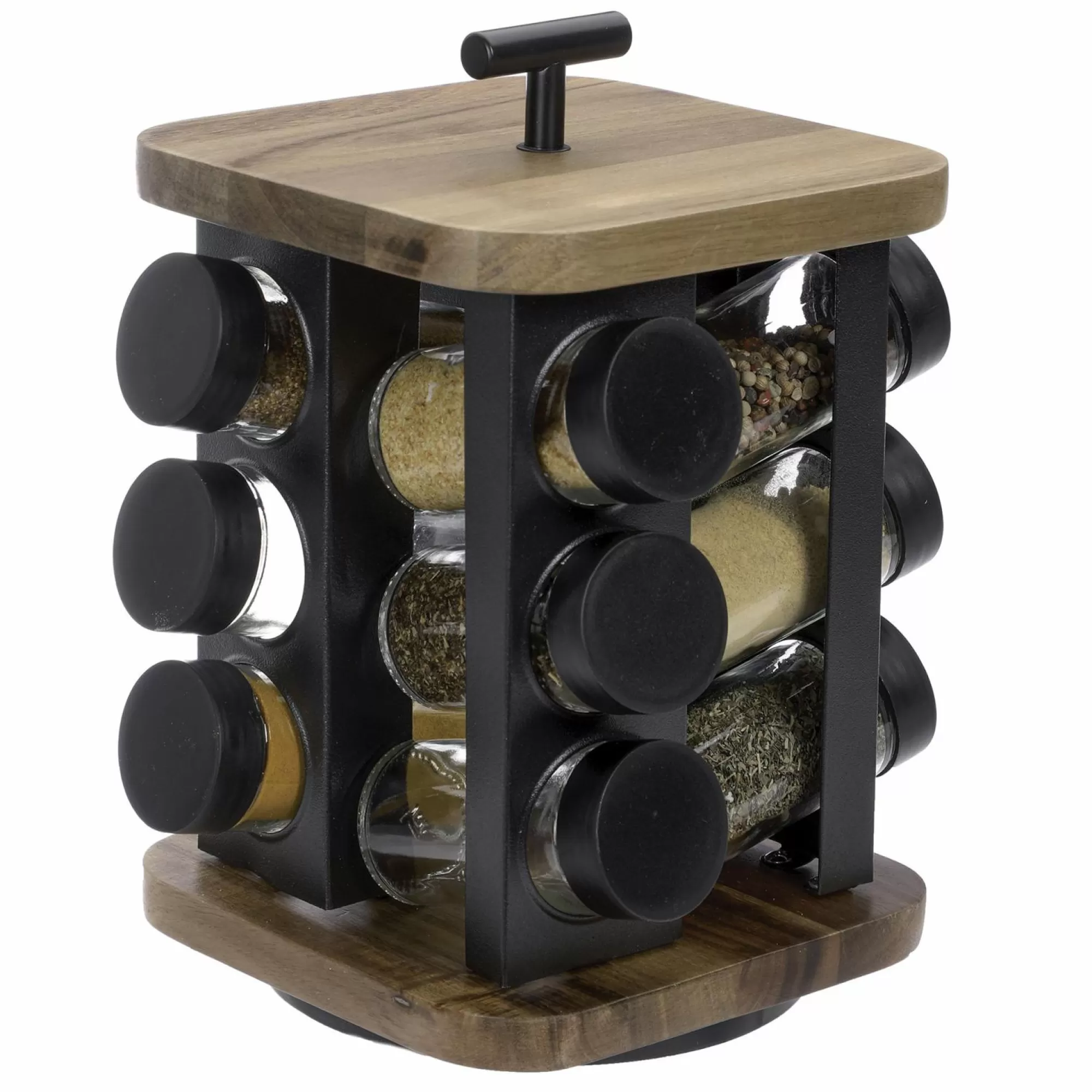 COOK KEEN Vaisselle Et Service<12 pots à épices en verre avec support en acacia