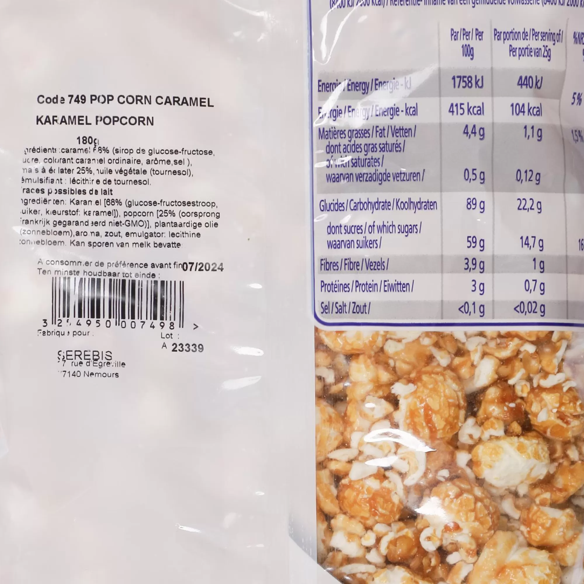 Stokomani Épicerie Sucrée<Sachet de pop corn au caramel