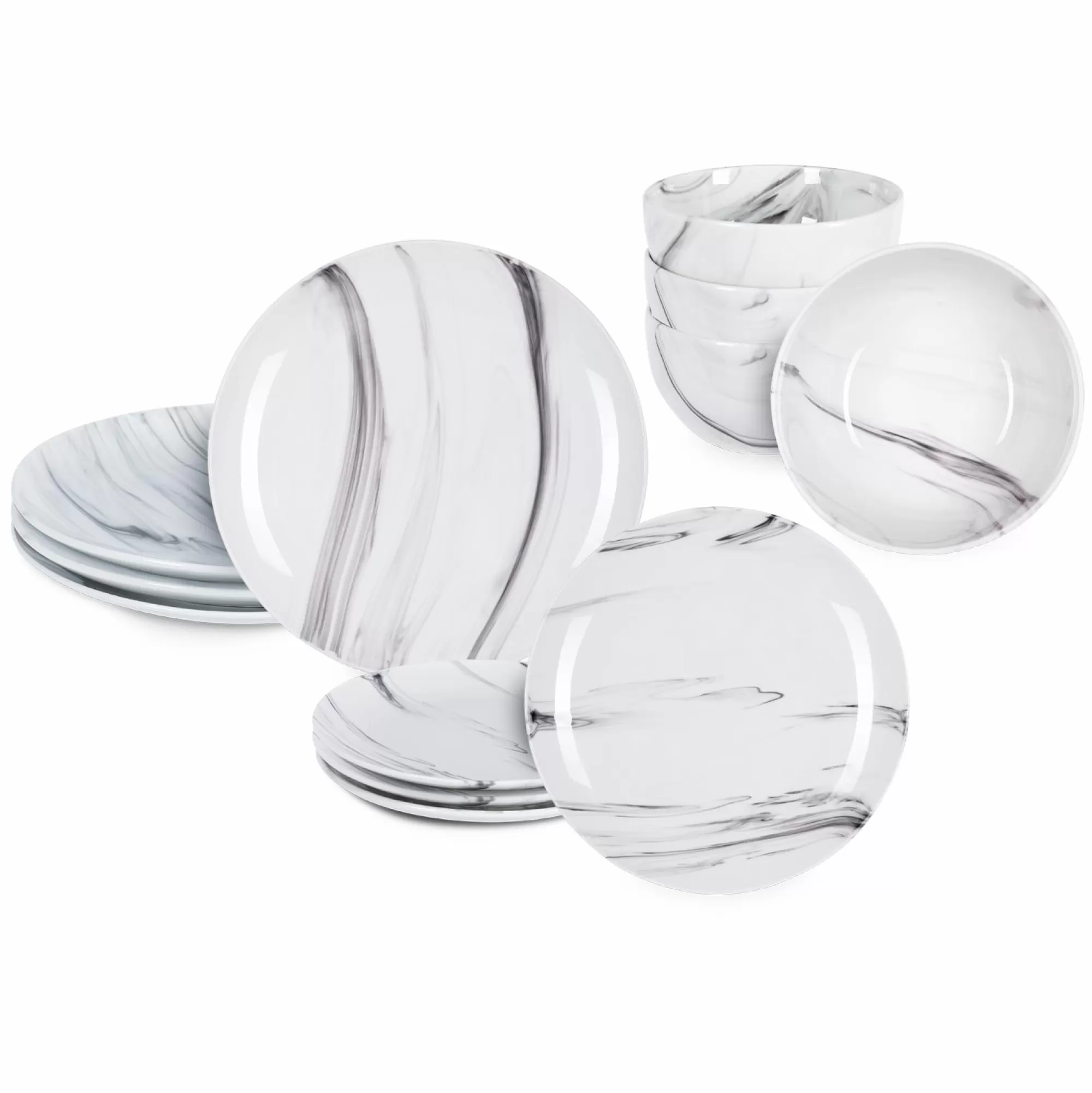 COOK KEEN Vaisselle Et Service<Service d'assiettes et bols céramique effet marbre 12pcs