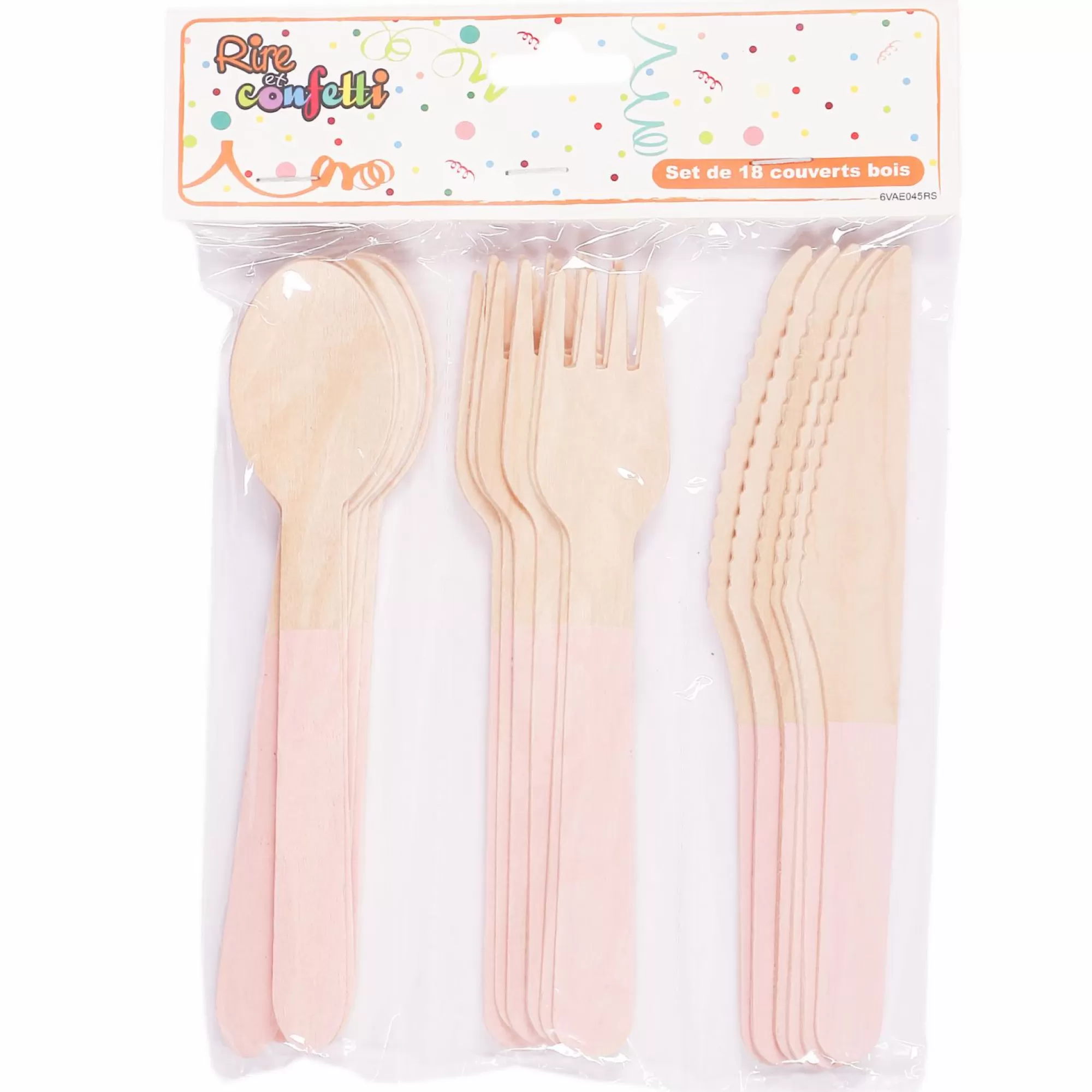 Stokomani Vaisselle Jetable | Pique-Nique Et Camping<Set de 18 couverts en bois rose