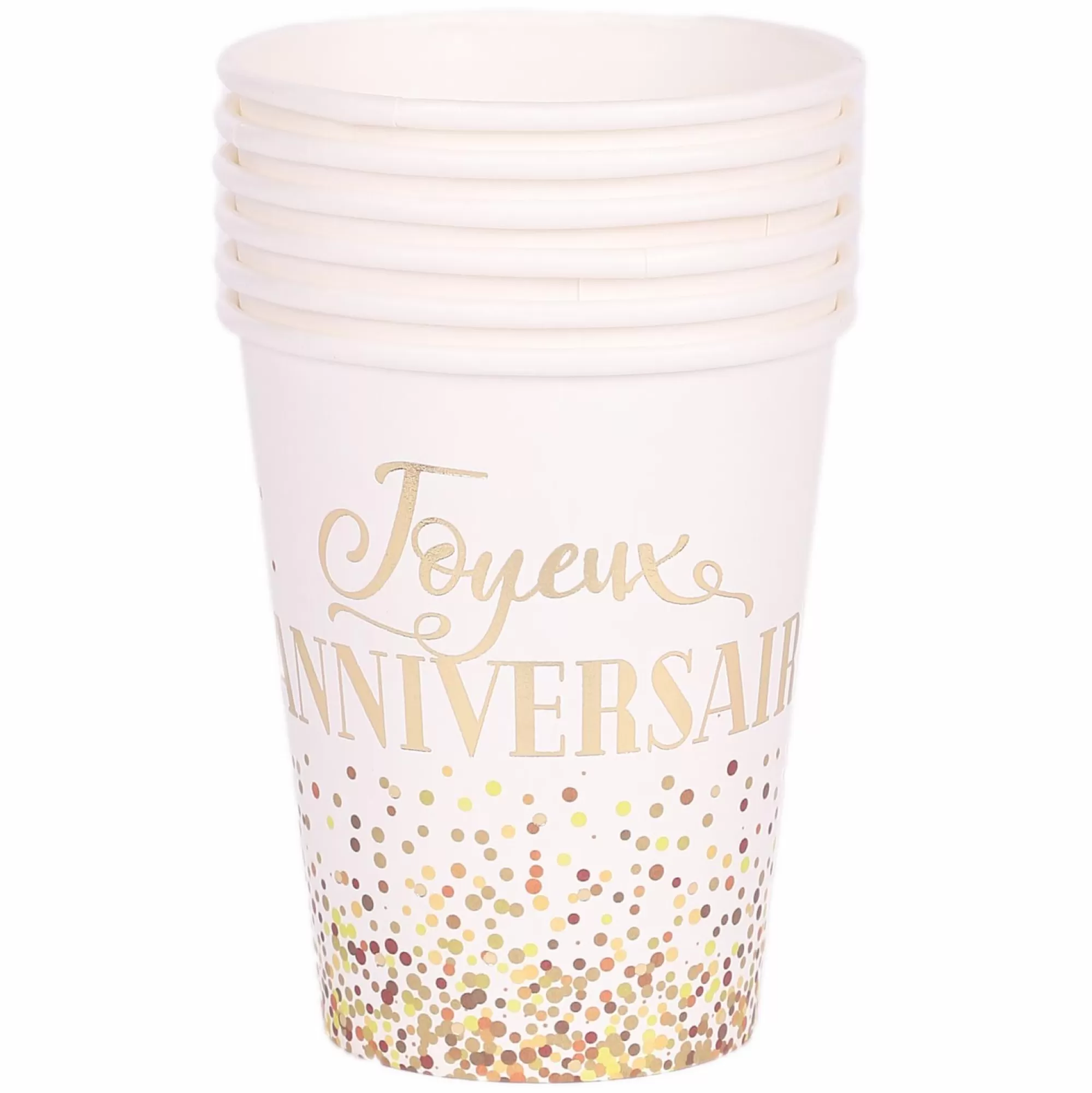 Stokomani Vaisselle Jetable | Pique-Nique Et Camping<Set de 6 gobelets en carton "Joyeux anniversaire" Gold