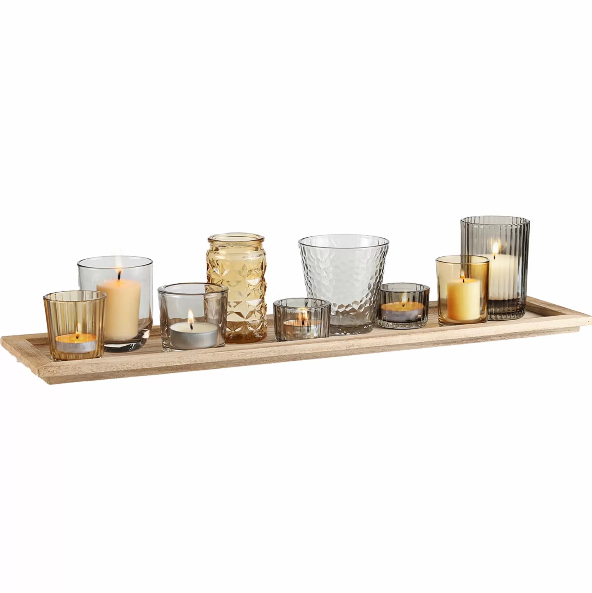 DECLIC HOME Bougies<Set de 9 photophores + plateau