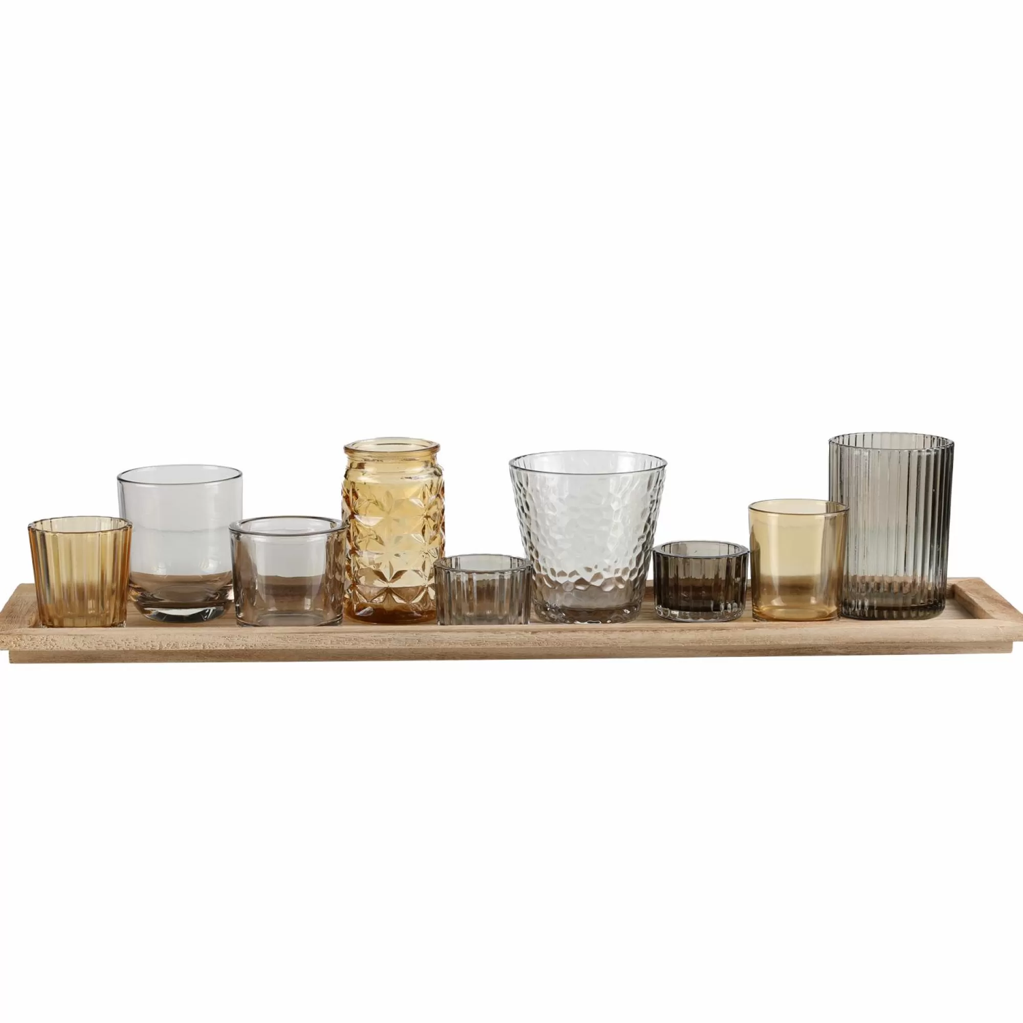 DECLIC HOME Bougies<Set de 9 photophores + plateau