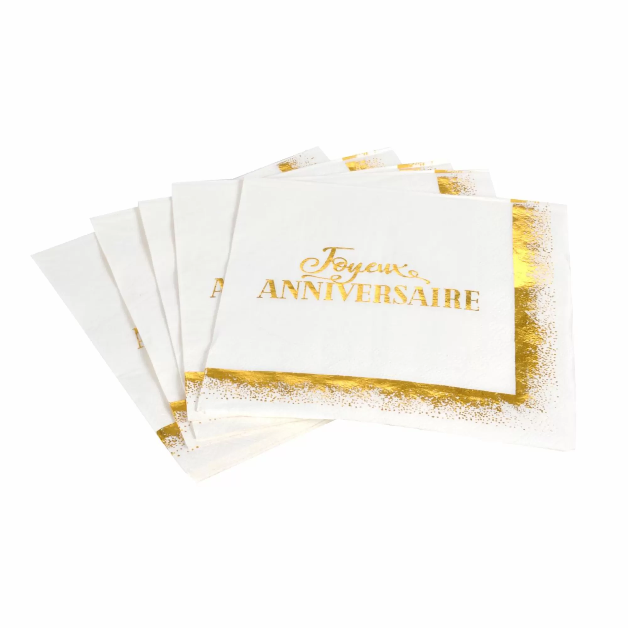 Stokomani Vaisselle Jetable | Pique-Nique Et Camping<Set de 20 serviettes en papier gold "Joyeux Anniversaire"